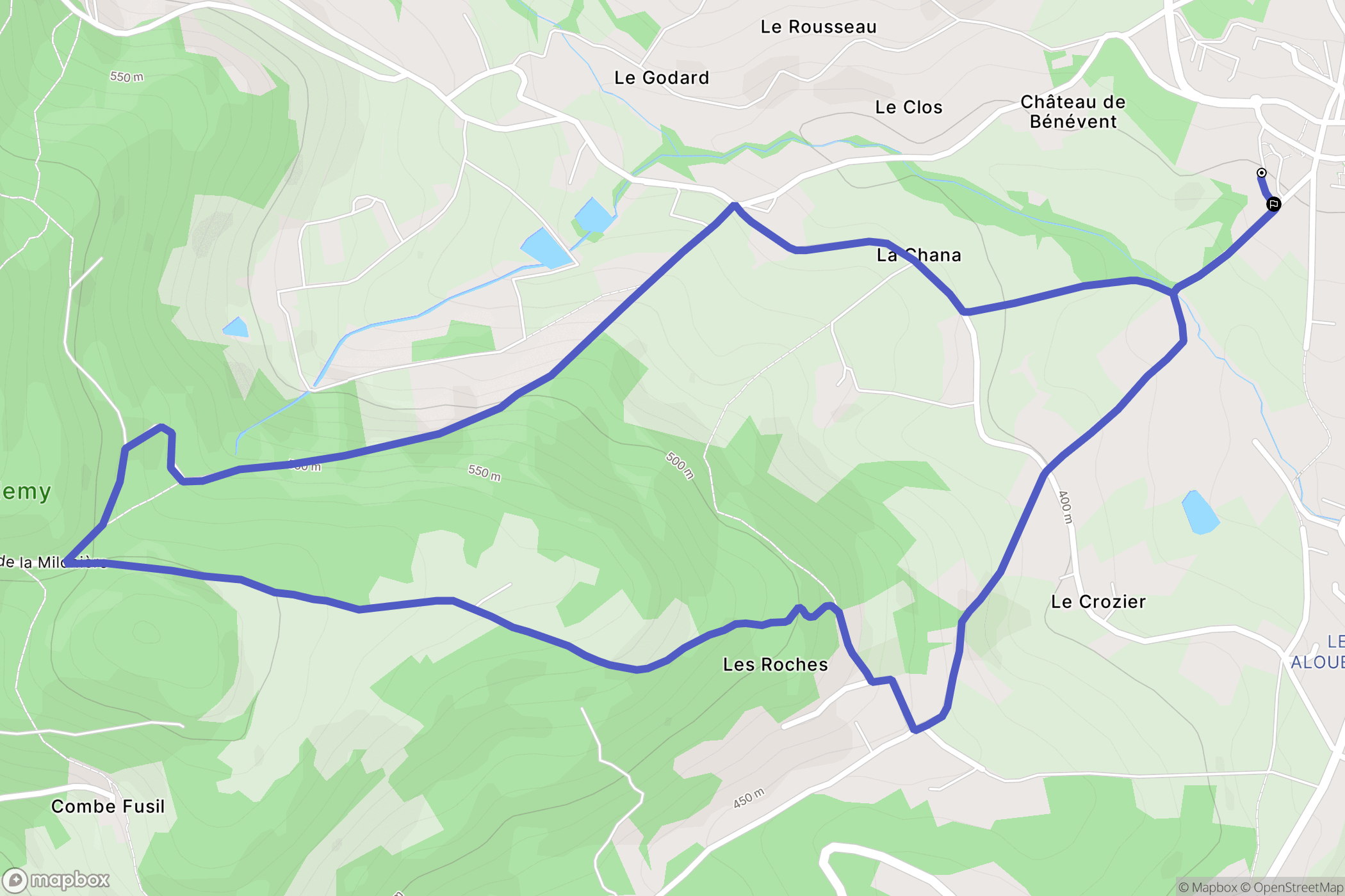 Vaugneray : carte du parcours de randonnée - France