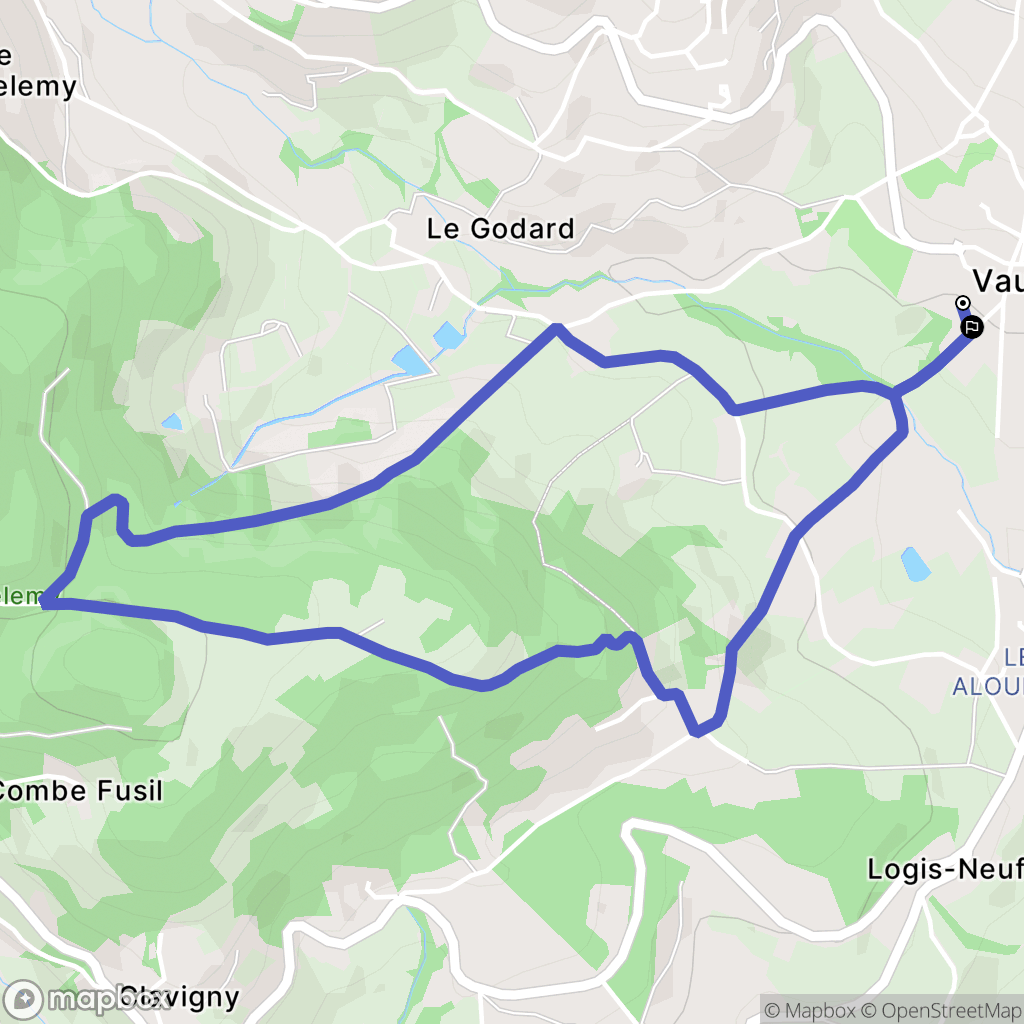 Vaugneray : carte du parcours de randonnée - France