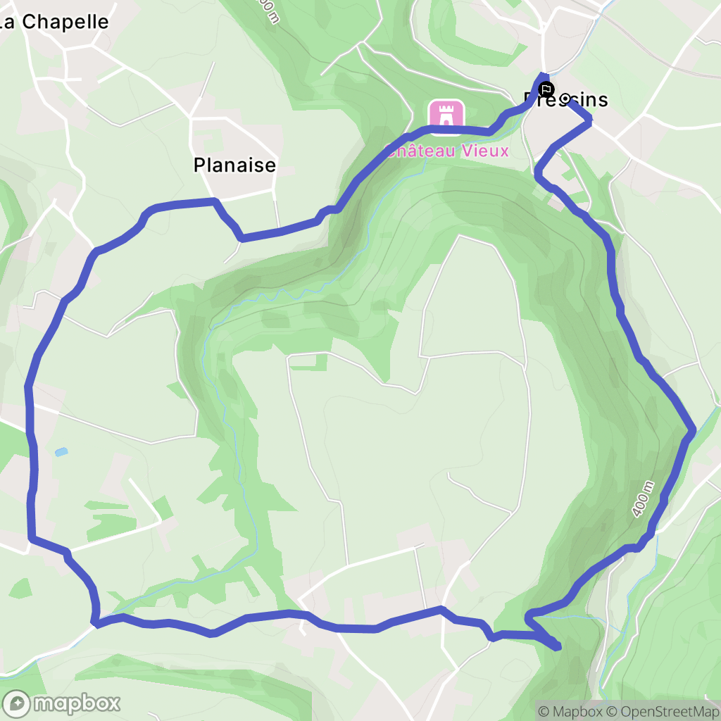 Pressins : carte du parcours de randonnée - France