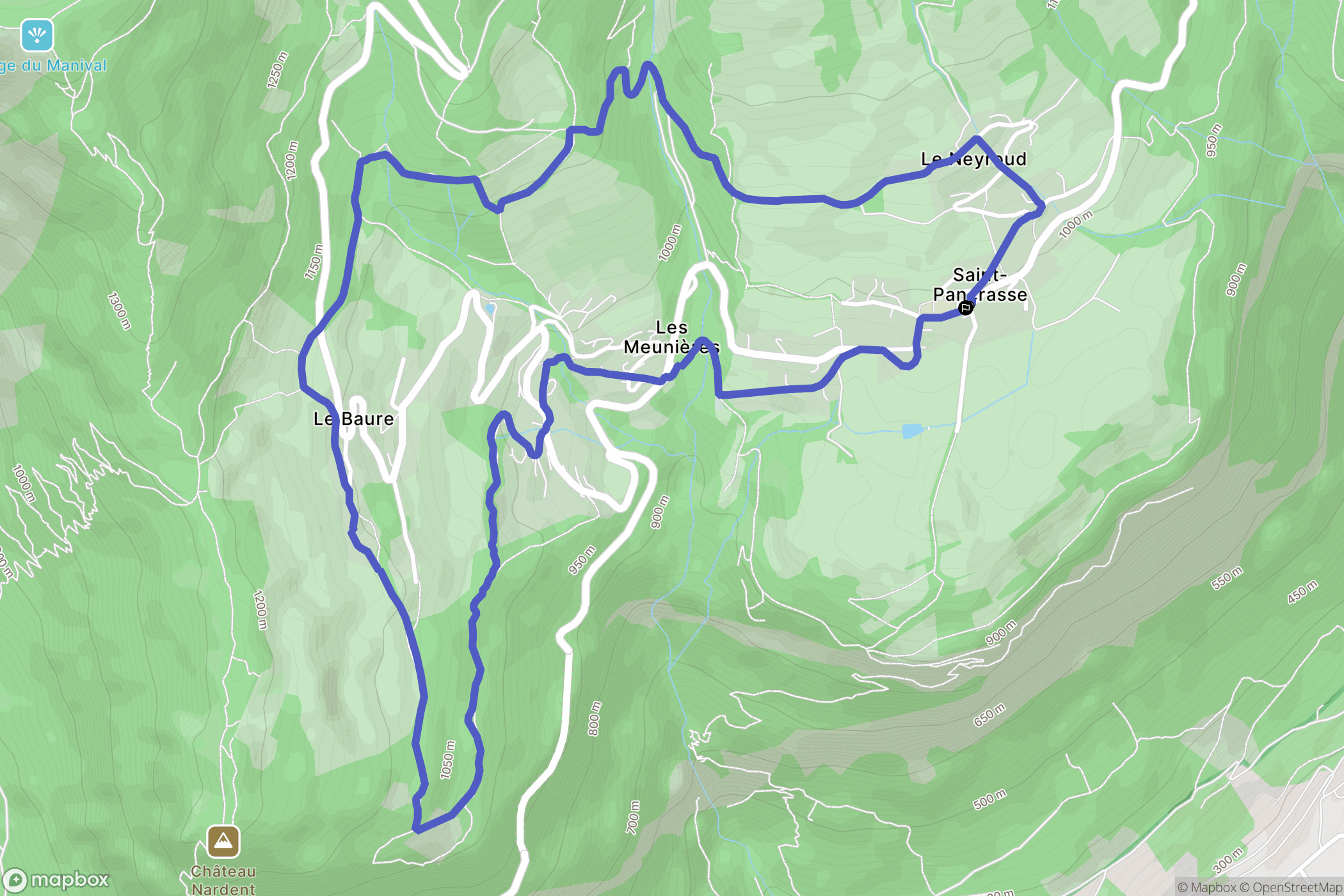 Plateau-des-Petites-Roches : carte du parcours de randonnée - France