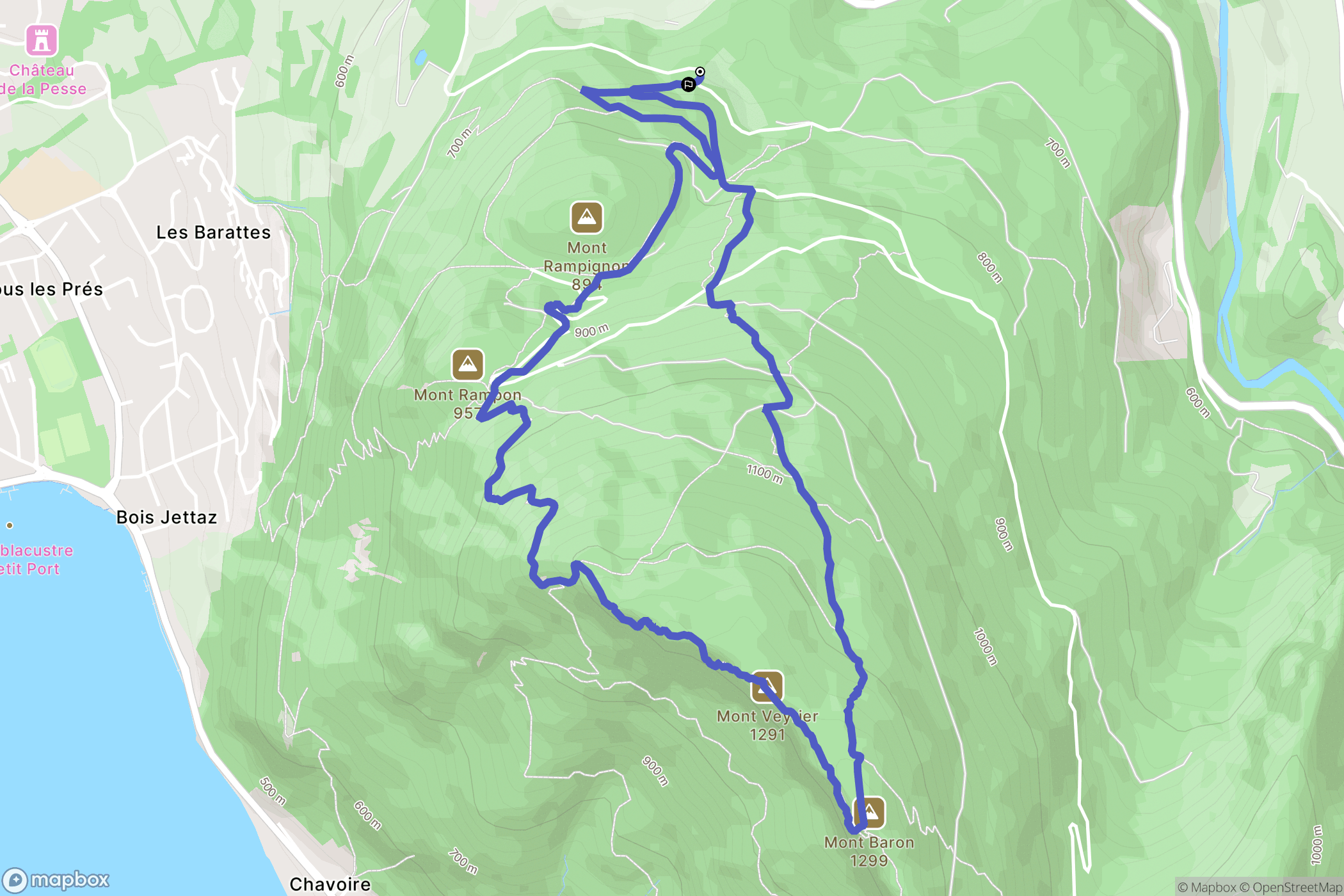 Annecy : carte du parcours de randonnée - France