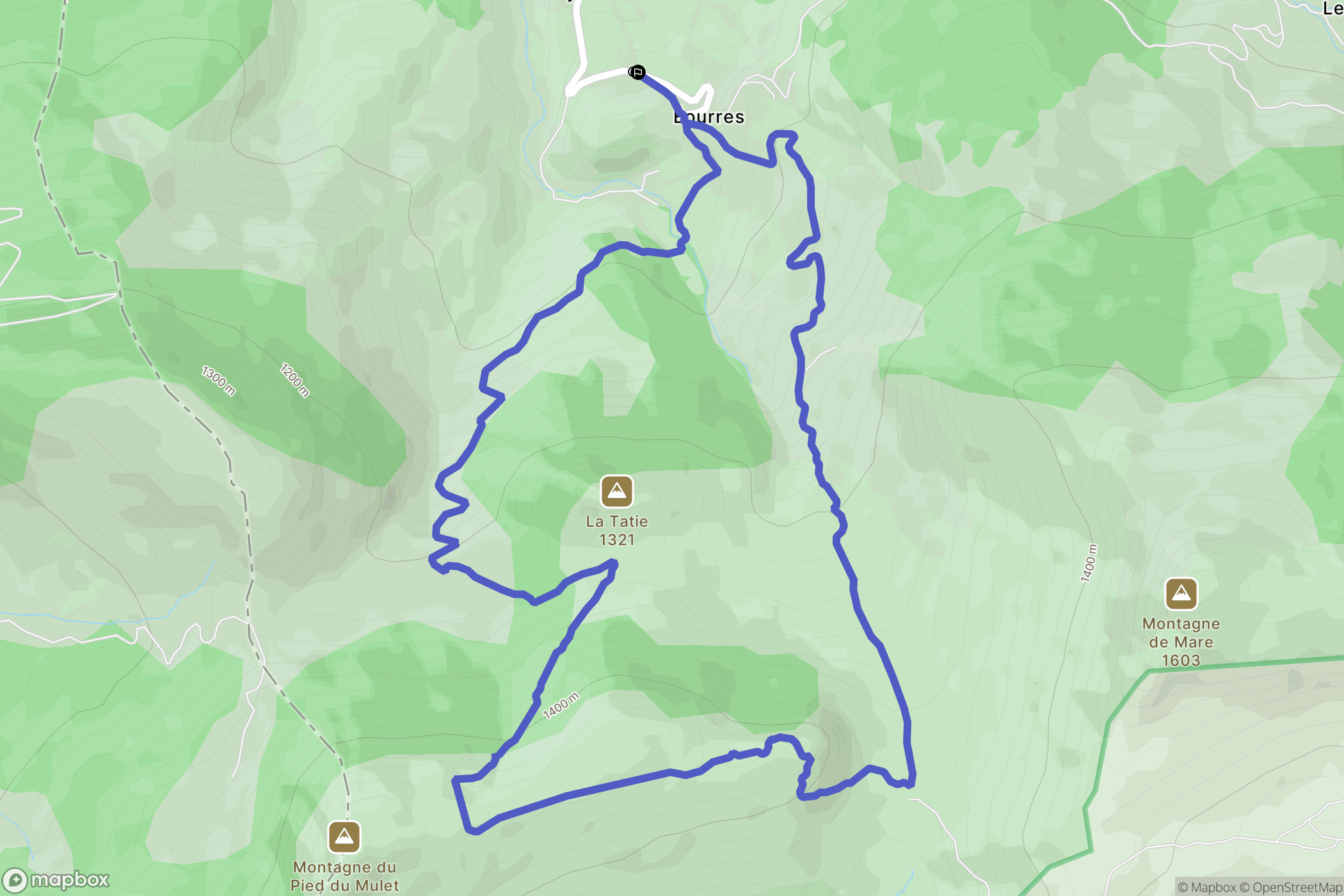 Éourres : carte du parcours de randonnée - France
