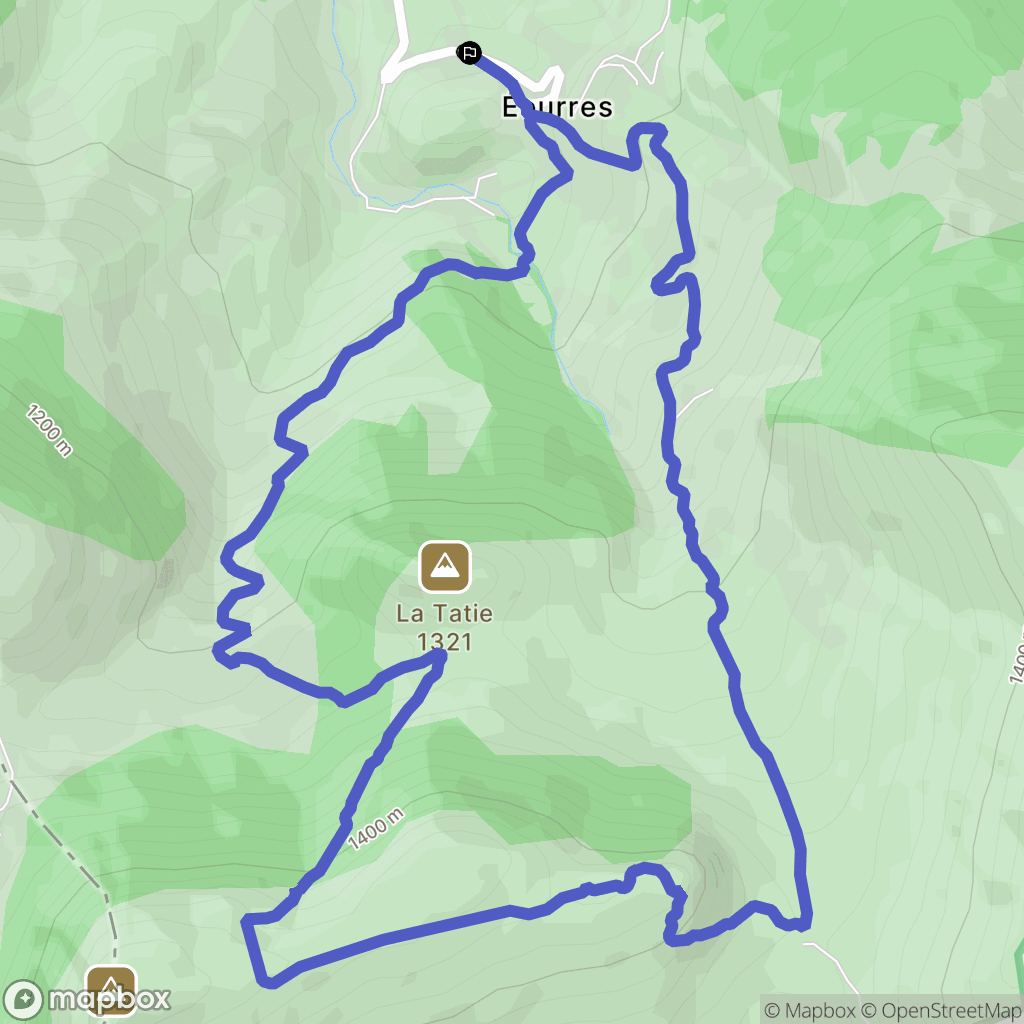 Éourres : carte du parcours de randonnée - France