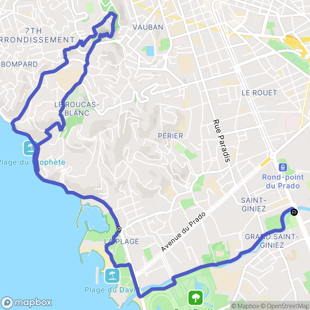 Marseille : carte du parcours de randonnée - France
