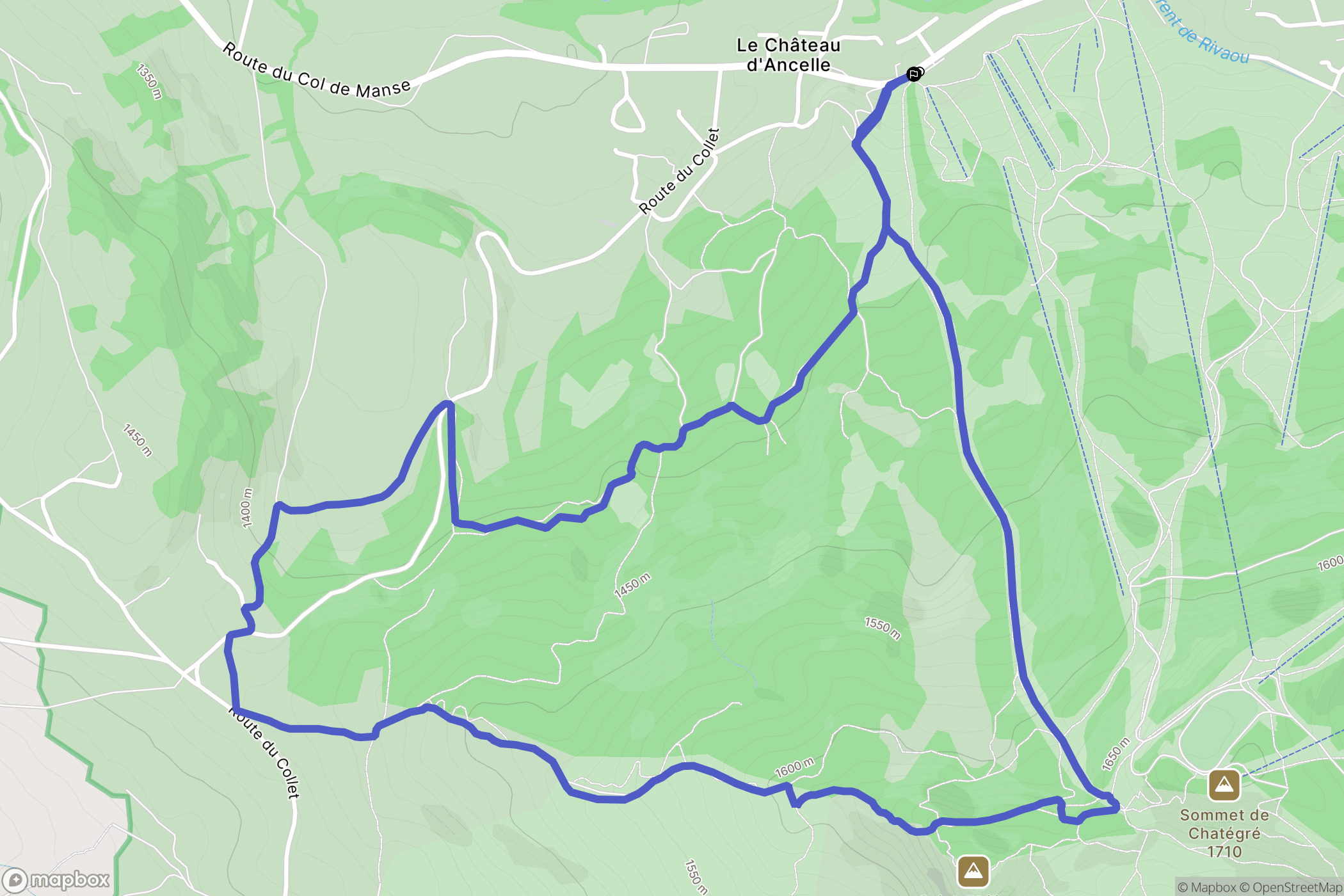 Ancelle : carte du parcours de randonnée - France