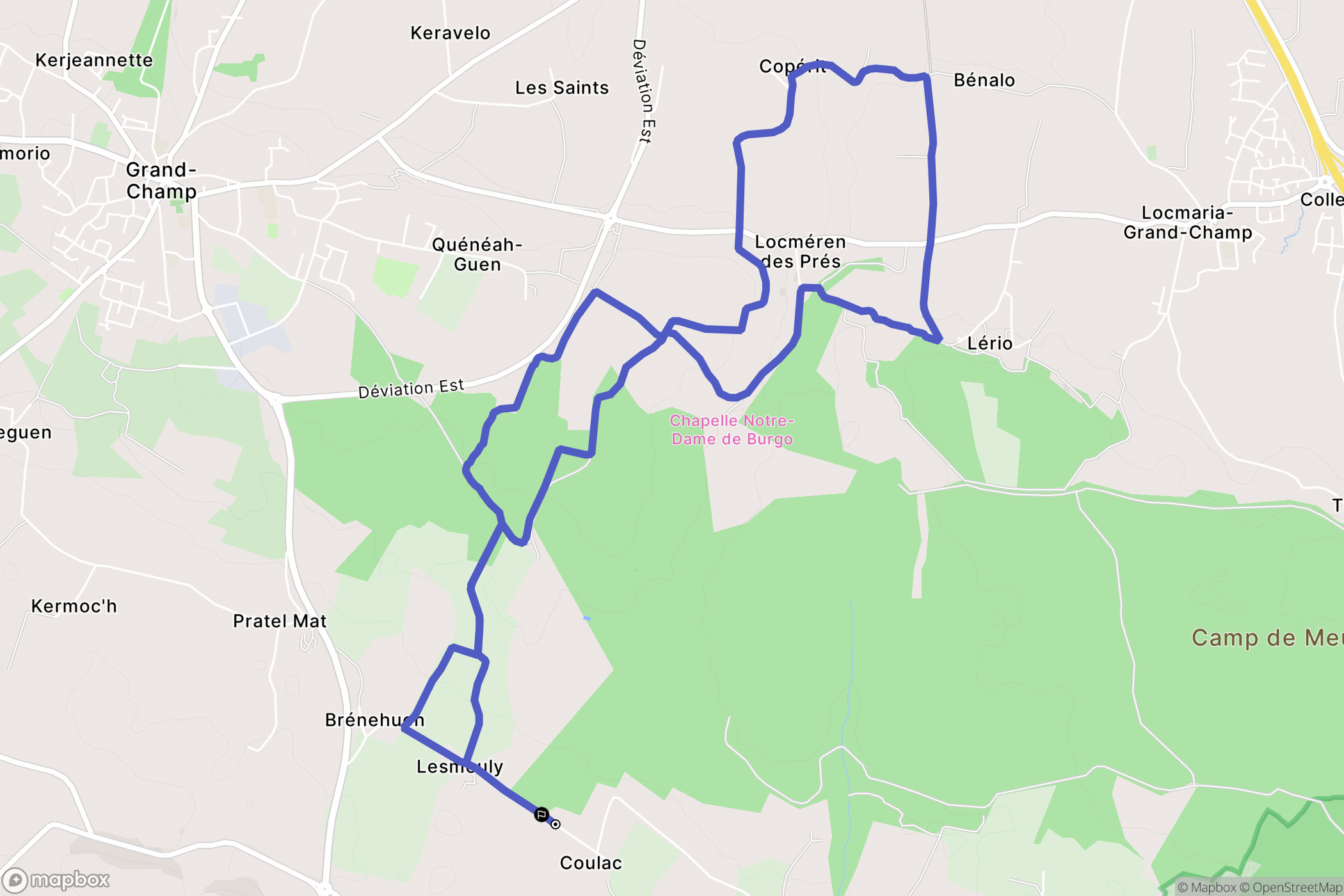 Grand-Champ : carte du parcours de randonnée - France