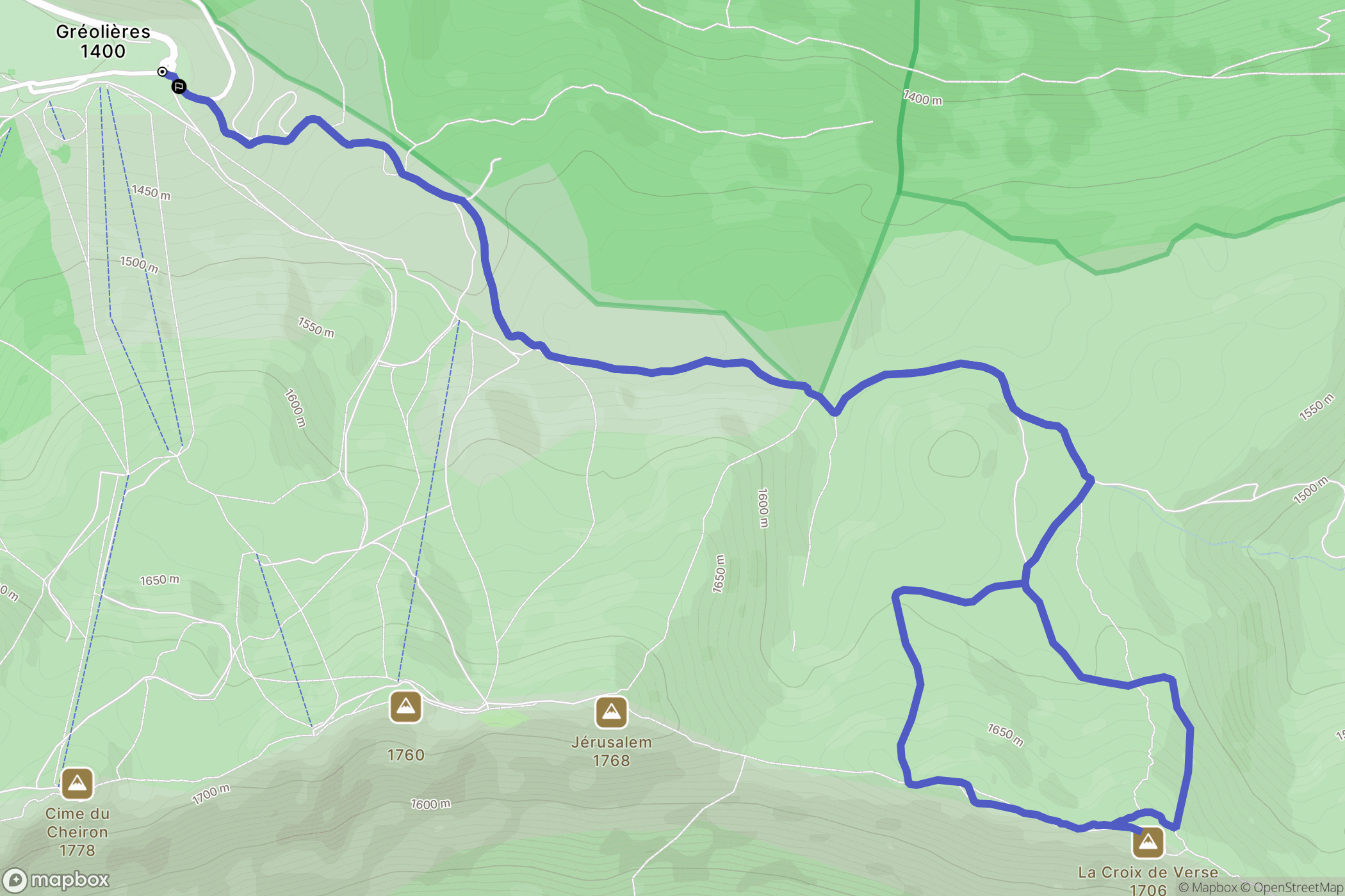 Gréolières : carte du parcours de randonnée - France