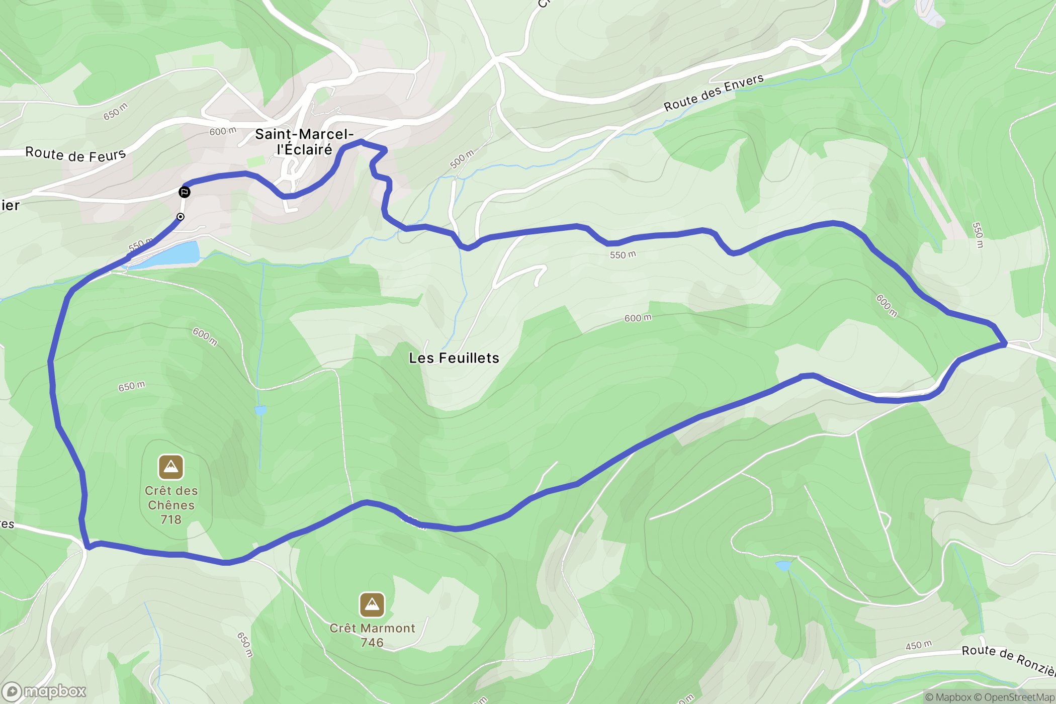 Saint-Marcel-l'Éclaire : carte du parcours de randonnée - France