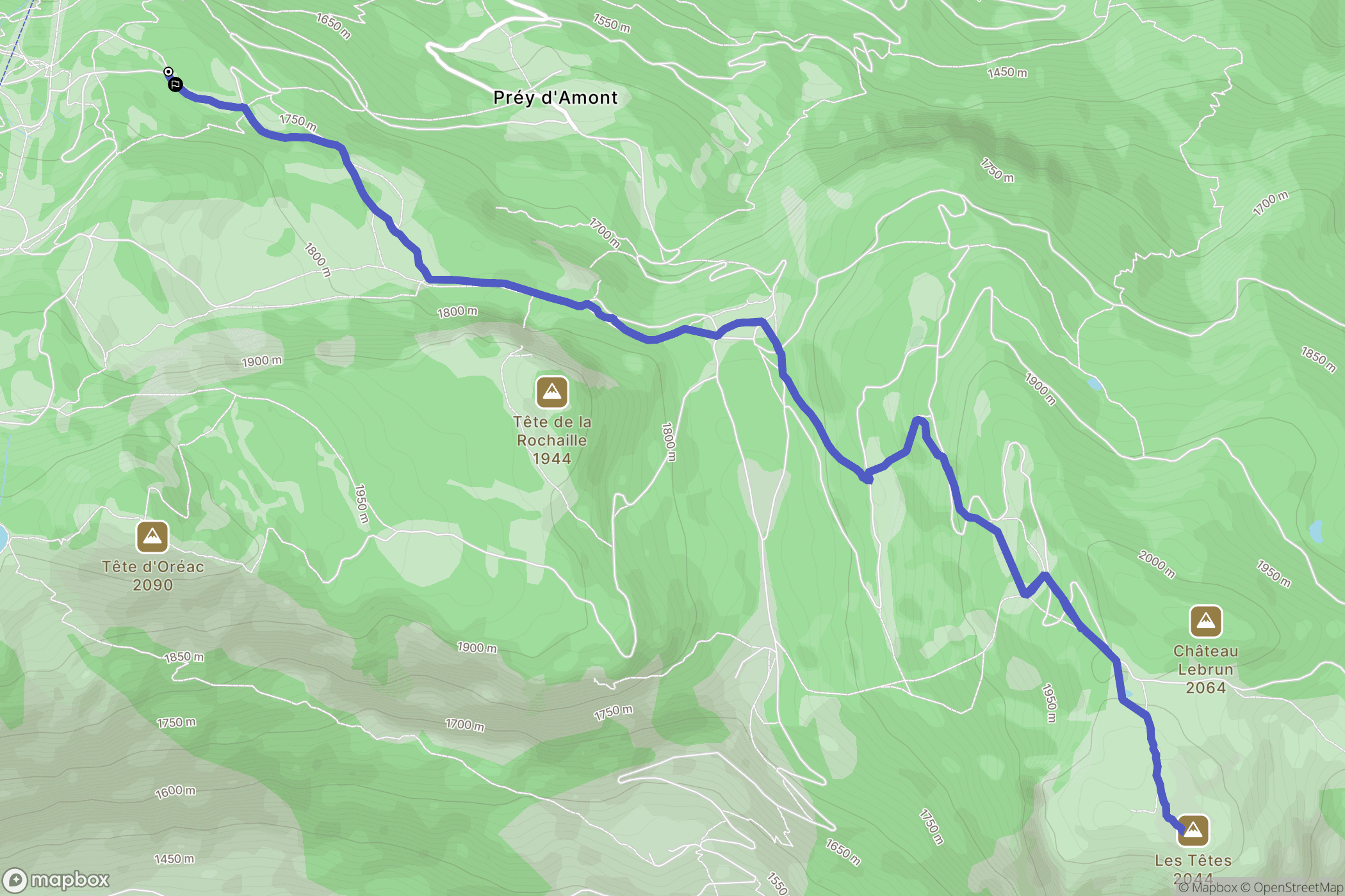Puy-Saint-Vincent 1600 : carte du parcours de randonnée - France