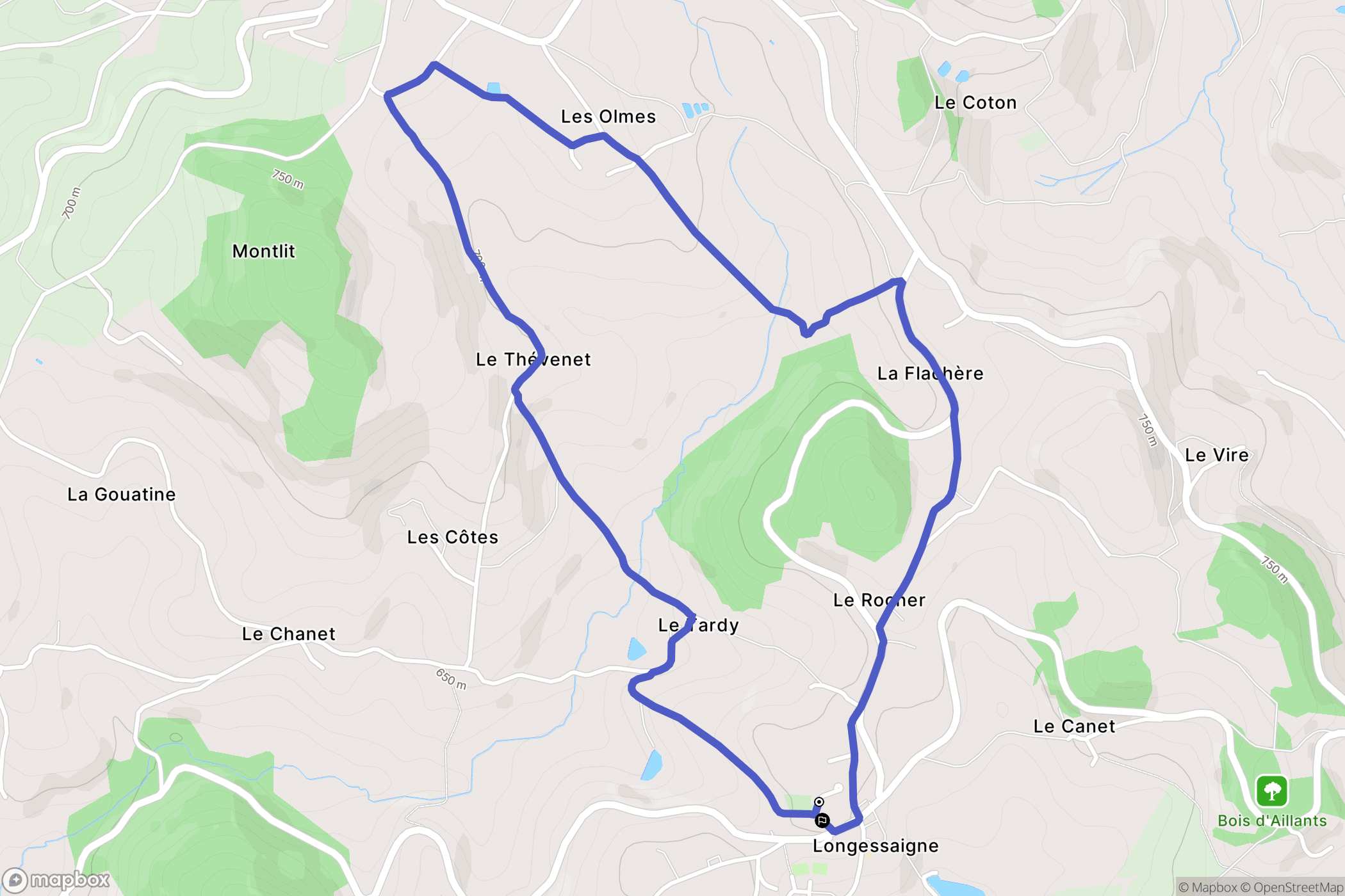 Longessaigne : carte du parcours de randonnée - France