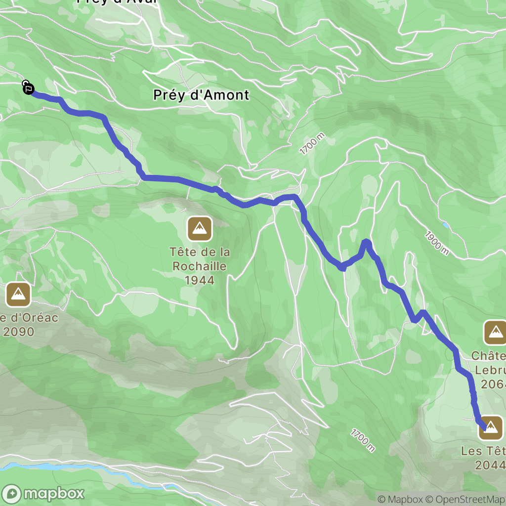 Puy-Saint-Vincent 1600 : carte du parcours de randonnée - France