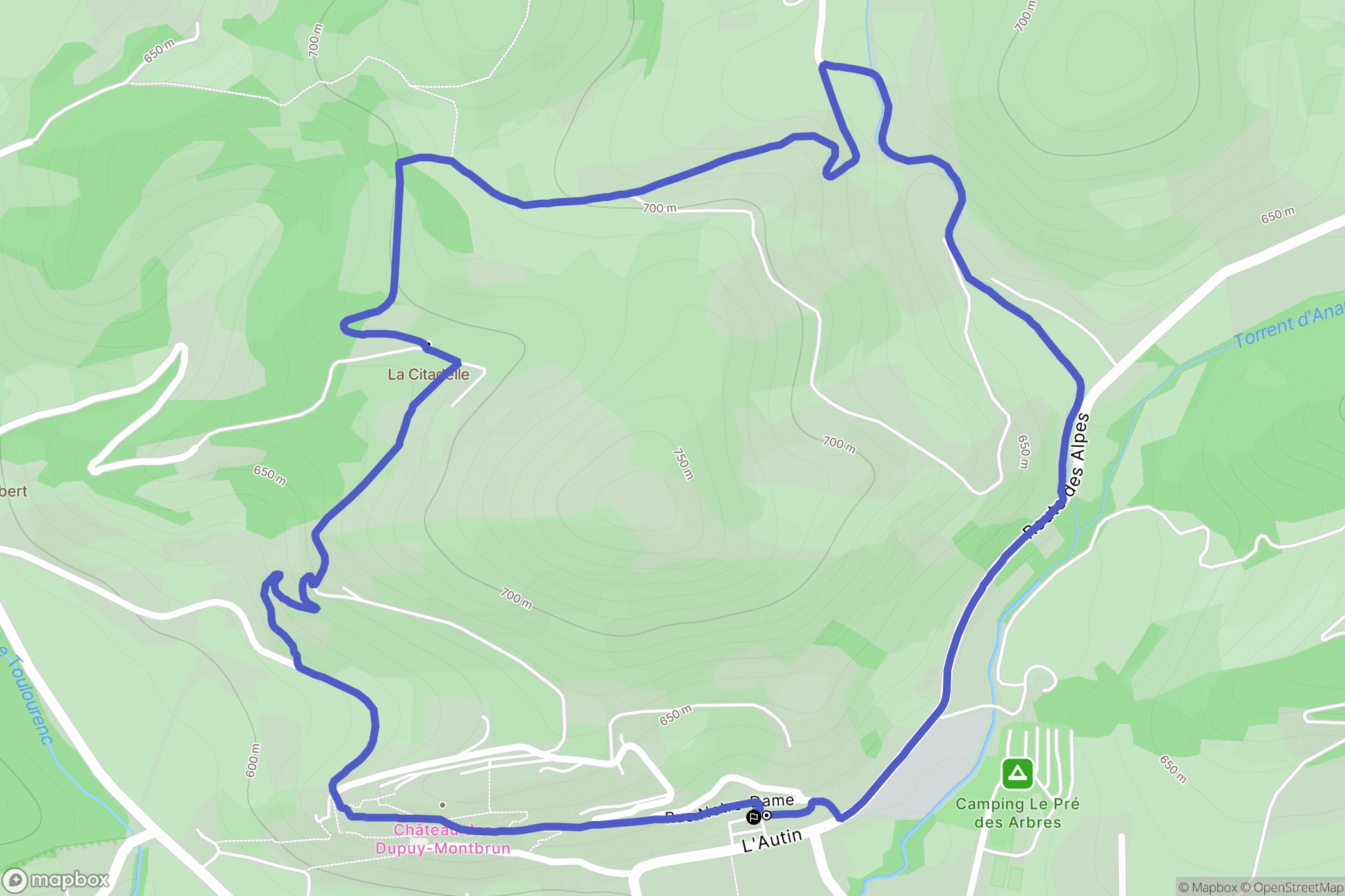 Montbrun-les-Bains : carte du parcours de randonnée - France