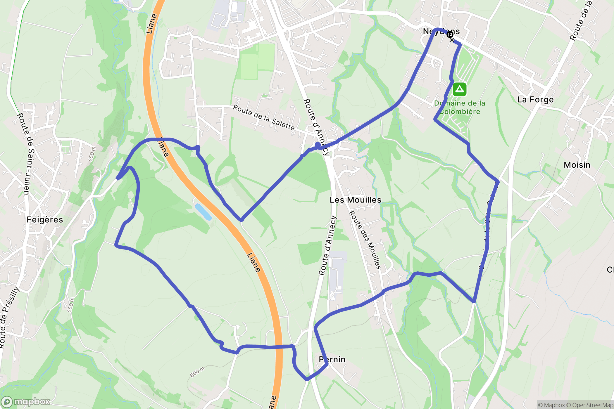 Neydens : carte du parcours de randonnée - France