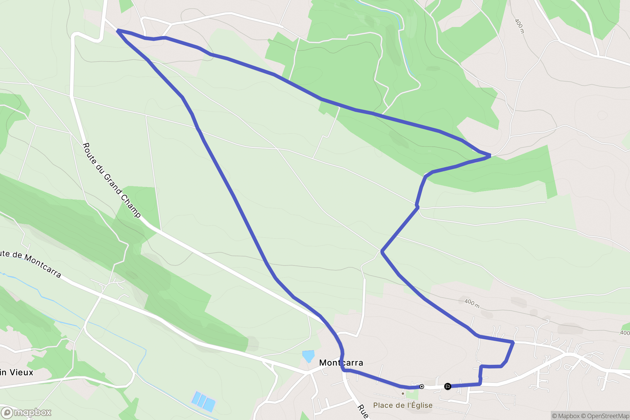 Montcarra : carte du parcours de randonnée - France