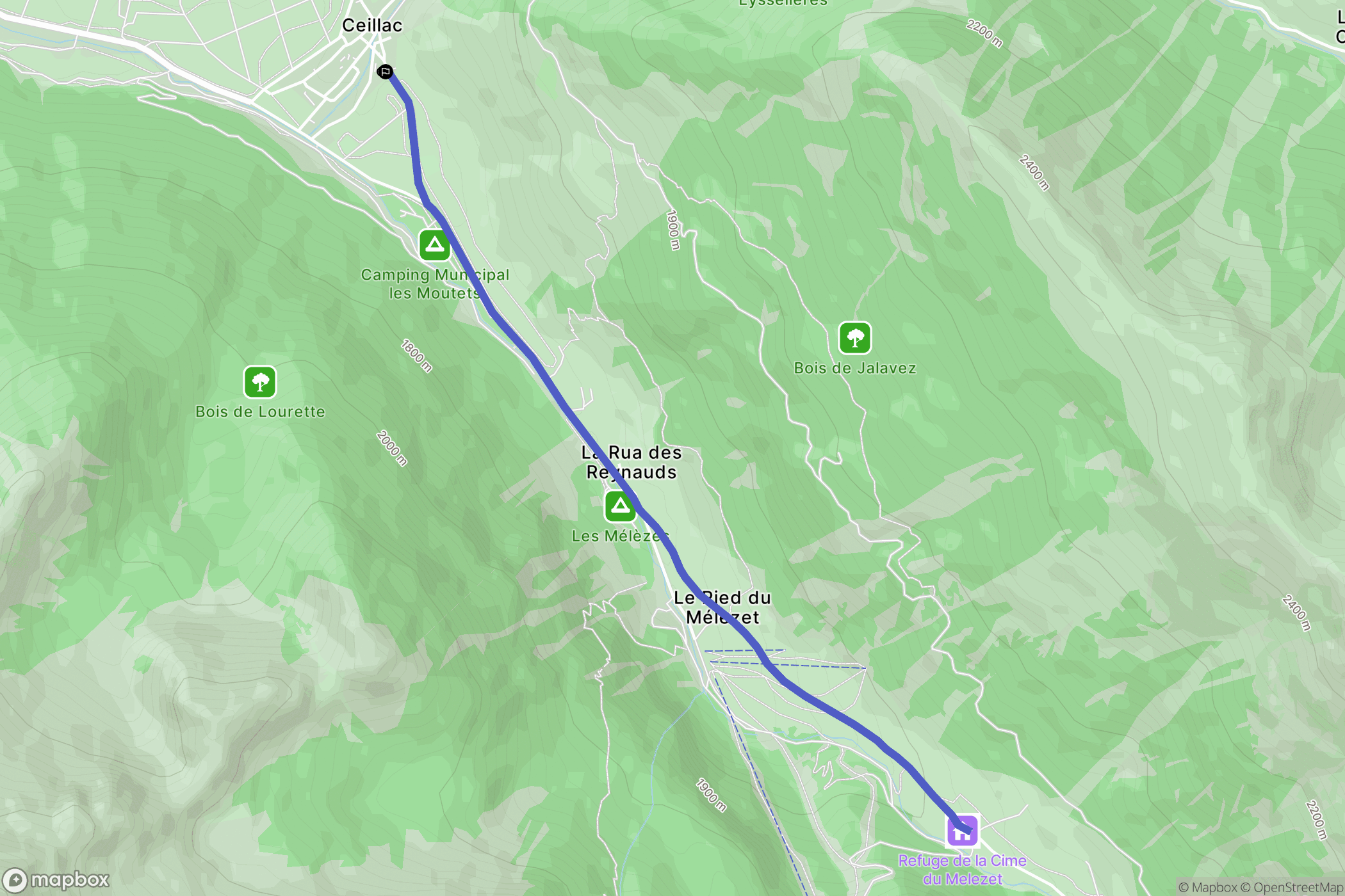 Ceillac : carte du parcours de randonnée - France