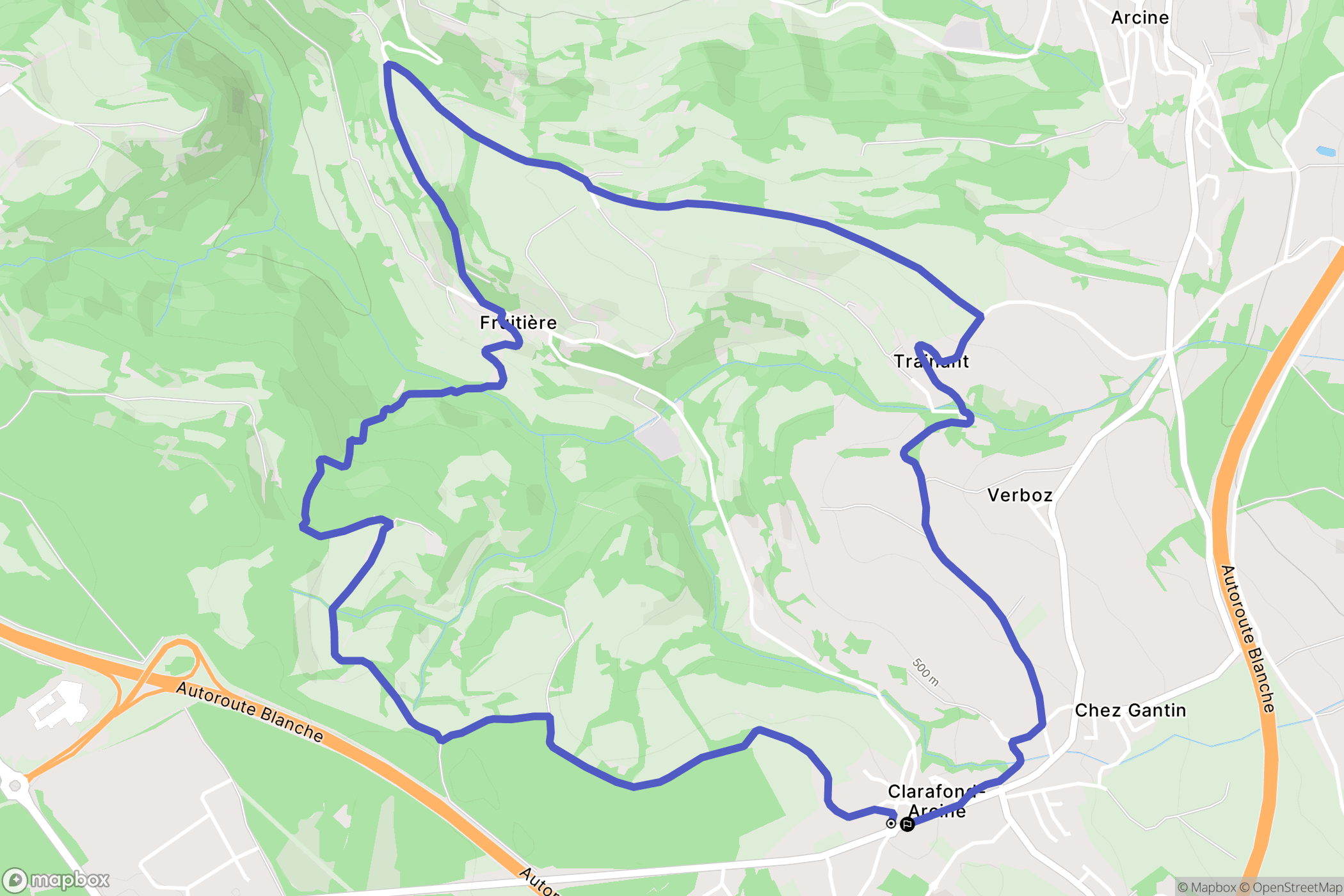 Clarafond-Arcine : carte du parcours de randonnée - France