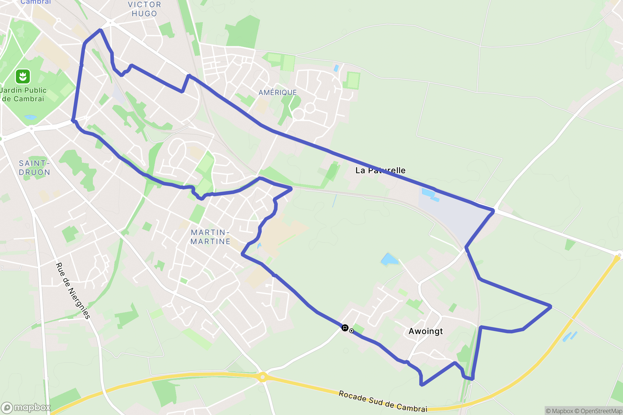 Awoingt : carte du parcours de randonnée - France
