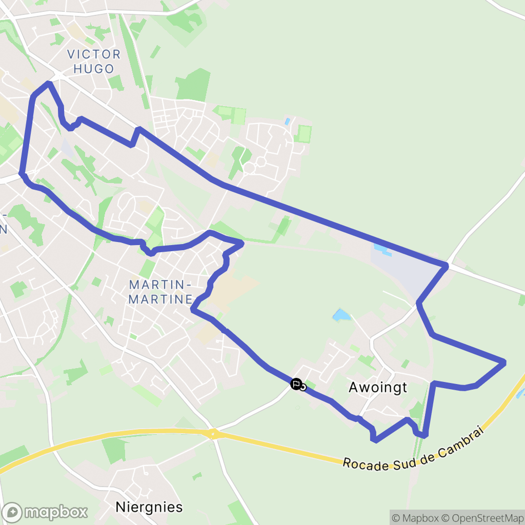 Awoingt : carte du parcours de randonnée - France