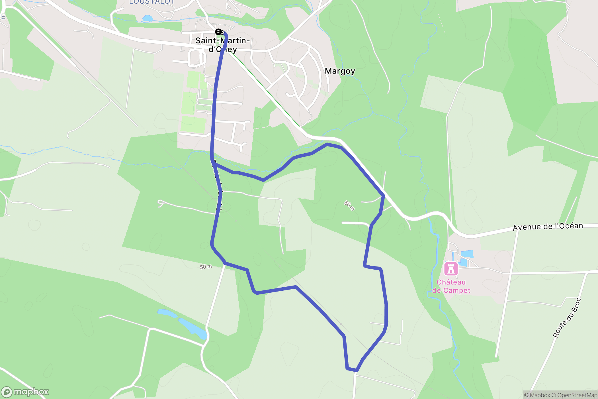 Saint-Martin-d'Oney : carte du parcours de randonnée - France