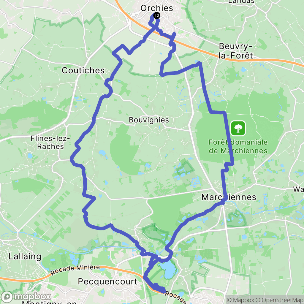 Orchies : carte du parcours de randonnée - France