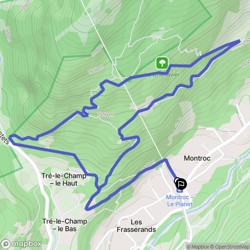Chamonix-Mont-Blanc : carte du parcours de randonnée - France