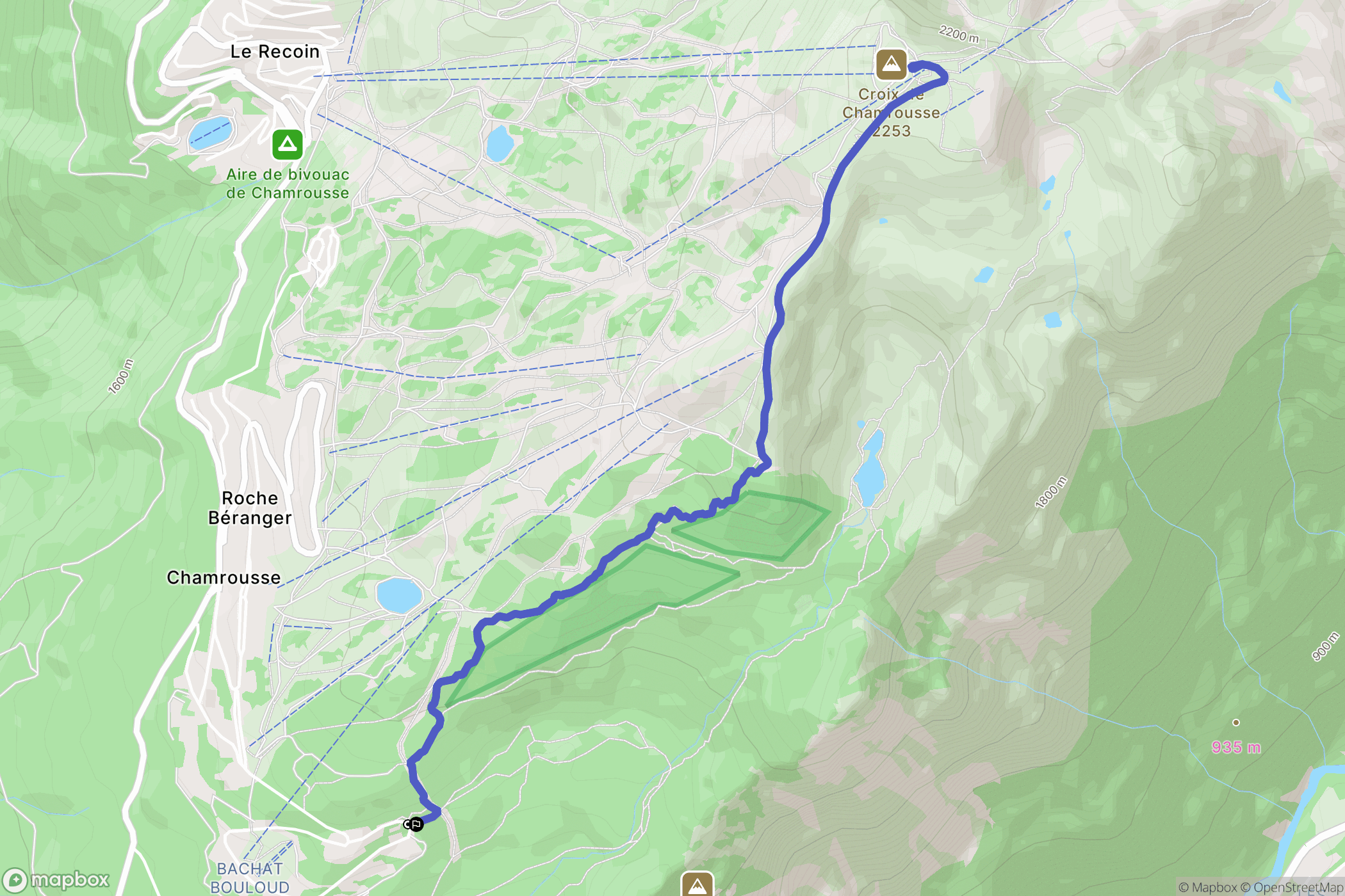 Chamrousse : carte du parcours de randonnée - France