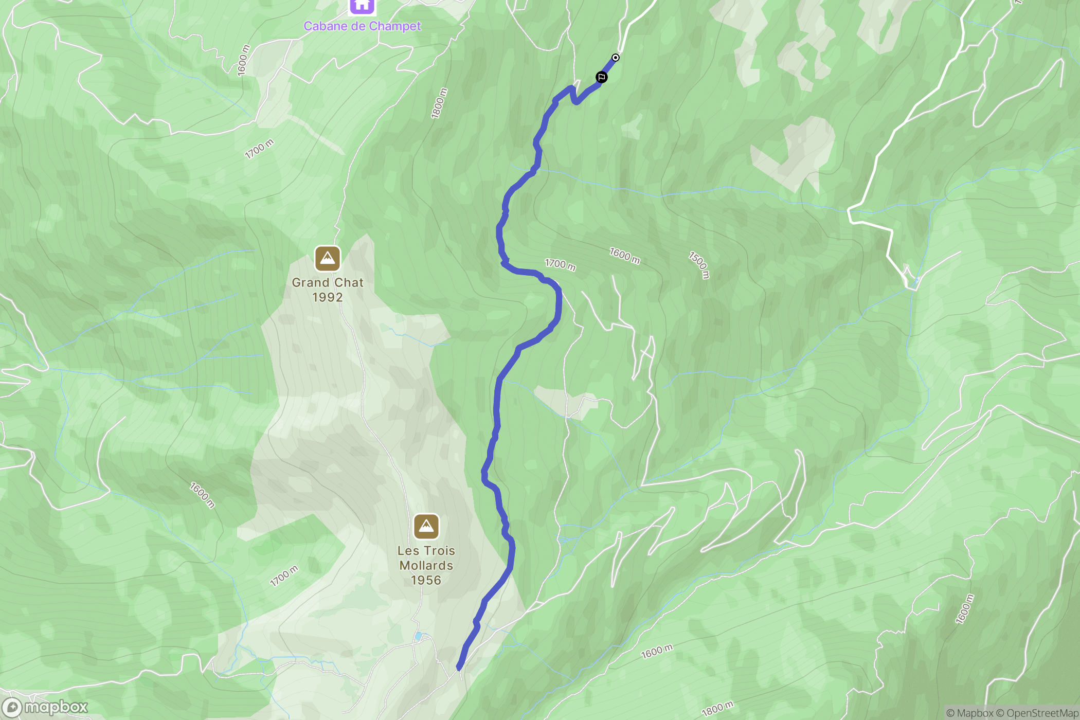 Saint-Alban-d'Hurtières : carte du parcours de randonnée - France