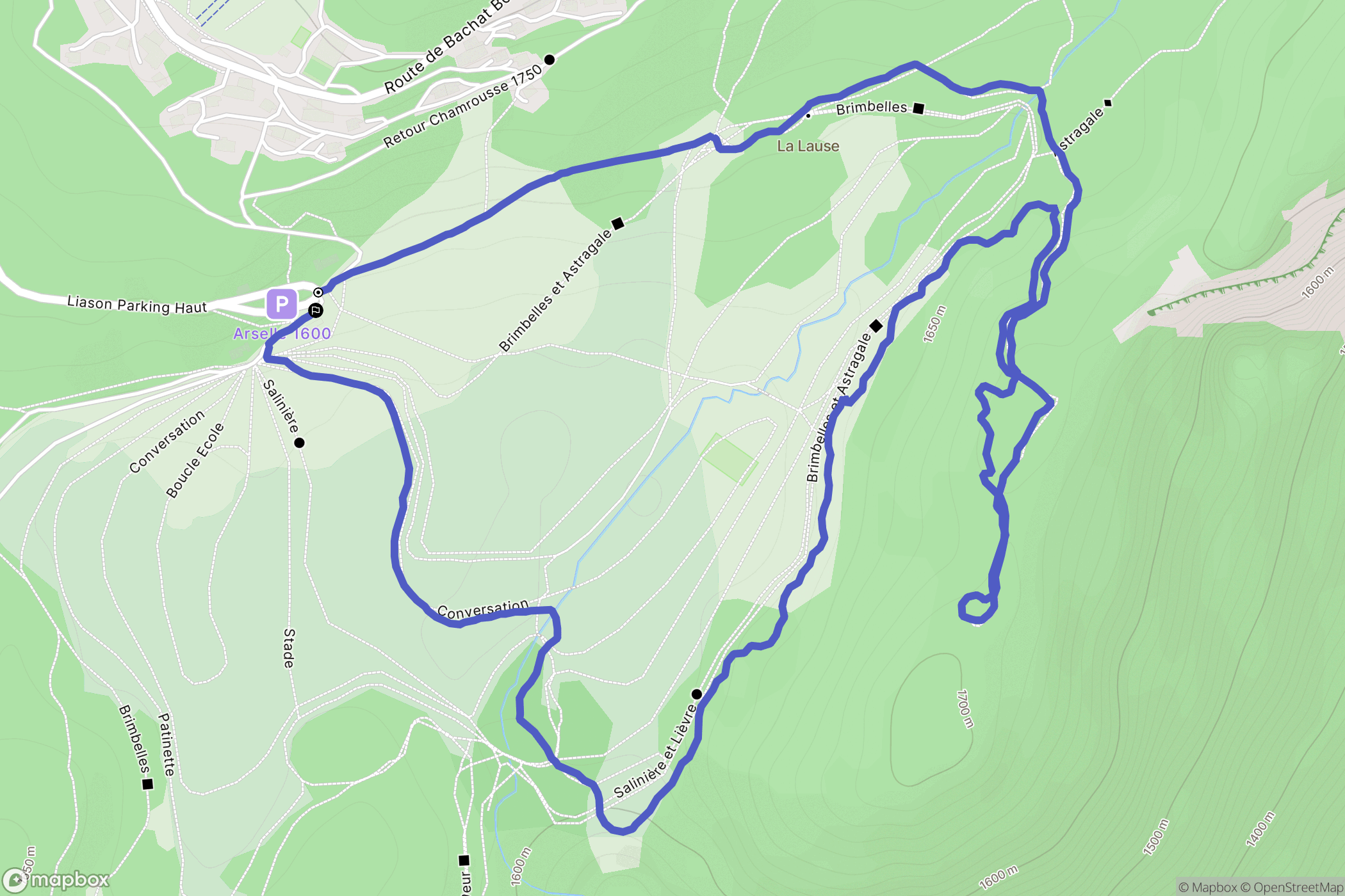 Chamrousse : carte du parcours de randonnée - France