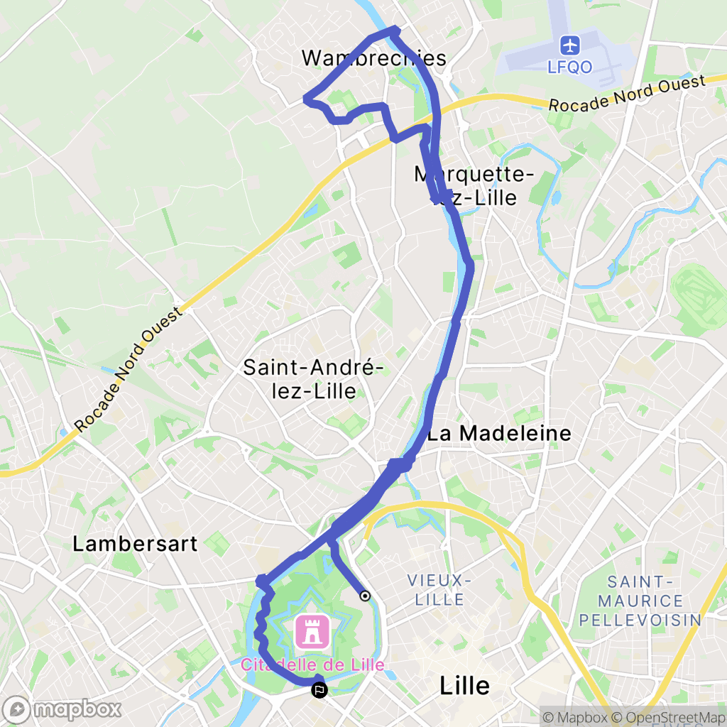 Lille : carte du parcours de randonnée - France
