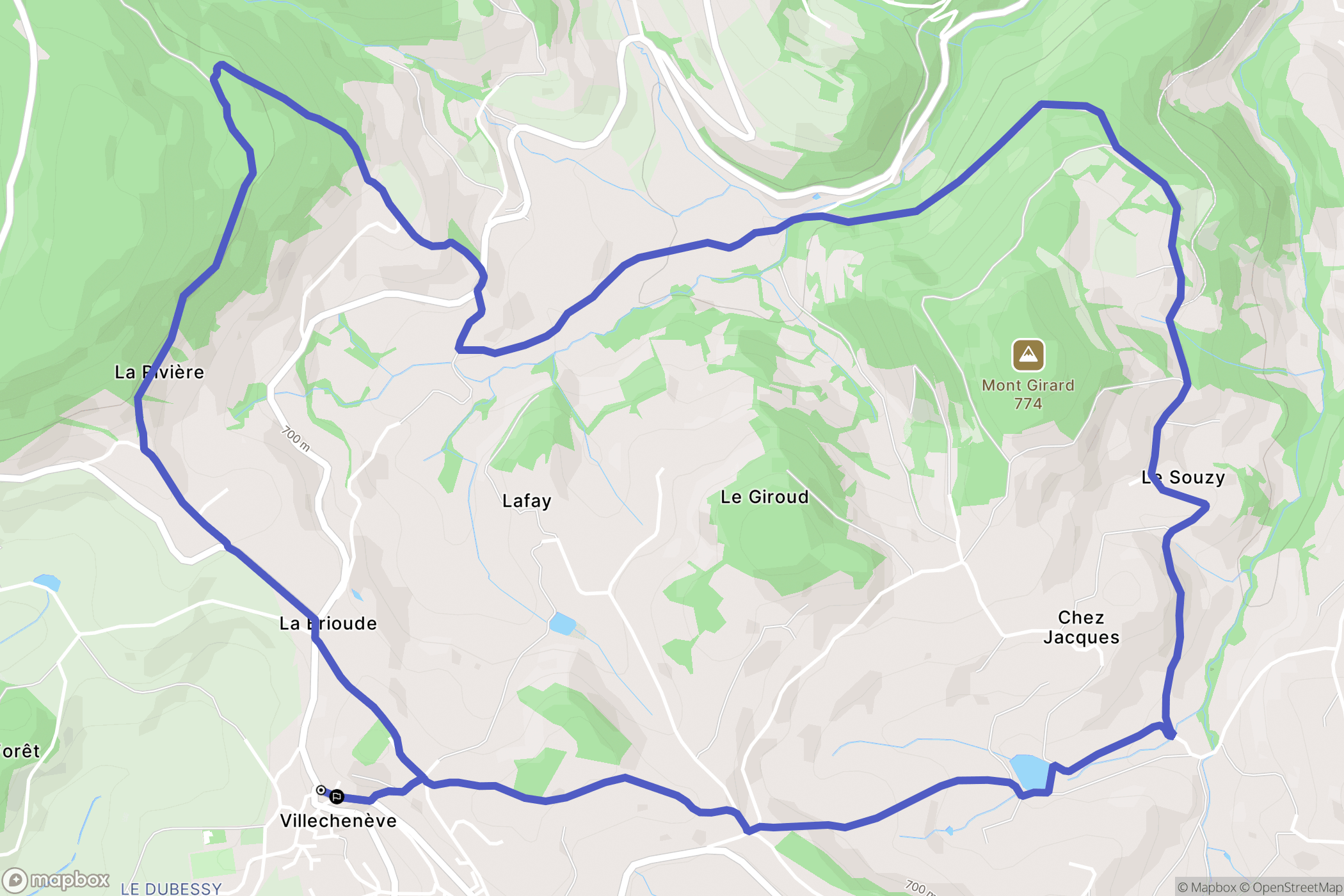 Villechenève : carte du parcours de randonnée - France