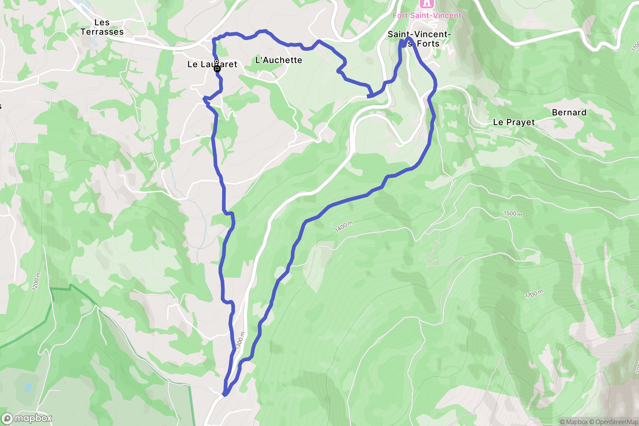 Ubaye-Serre-Ponçon : carte du parcours de randonnée - France