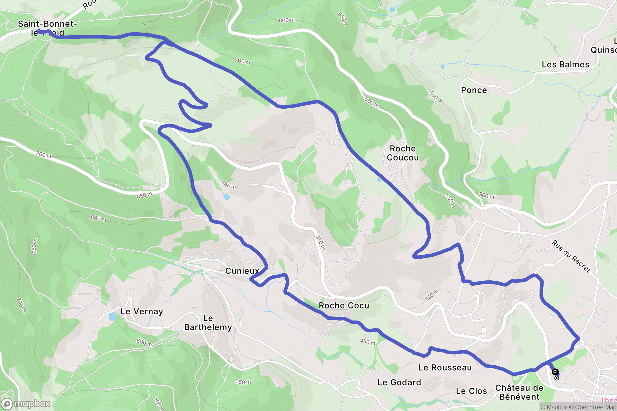 Vaugneray : carte du parcours de randonnée - France