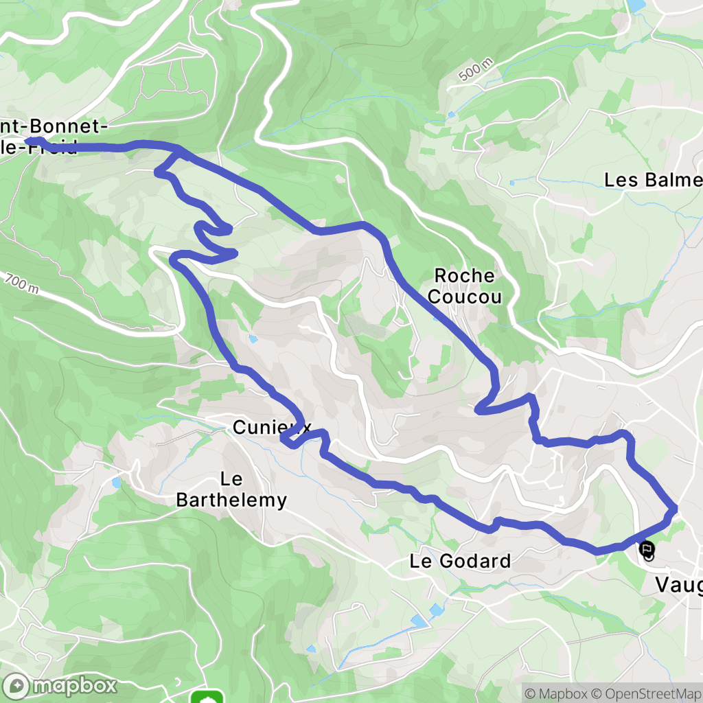 Vaugneray : carte du parcours de randonnée - France