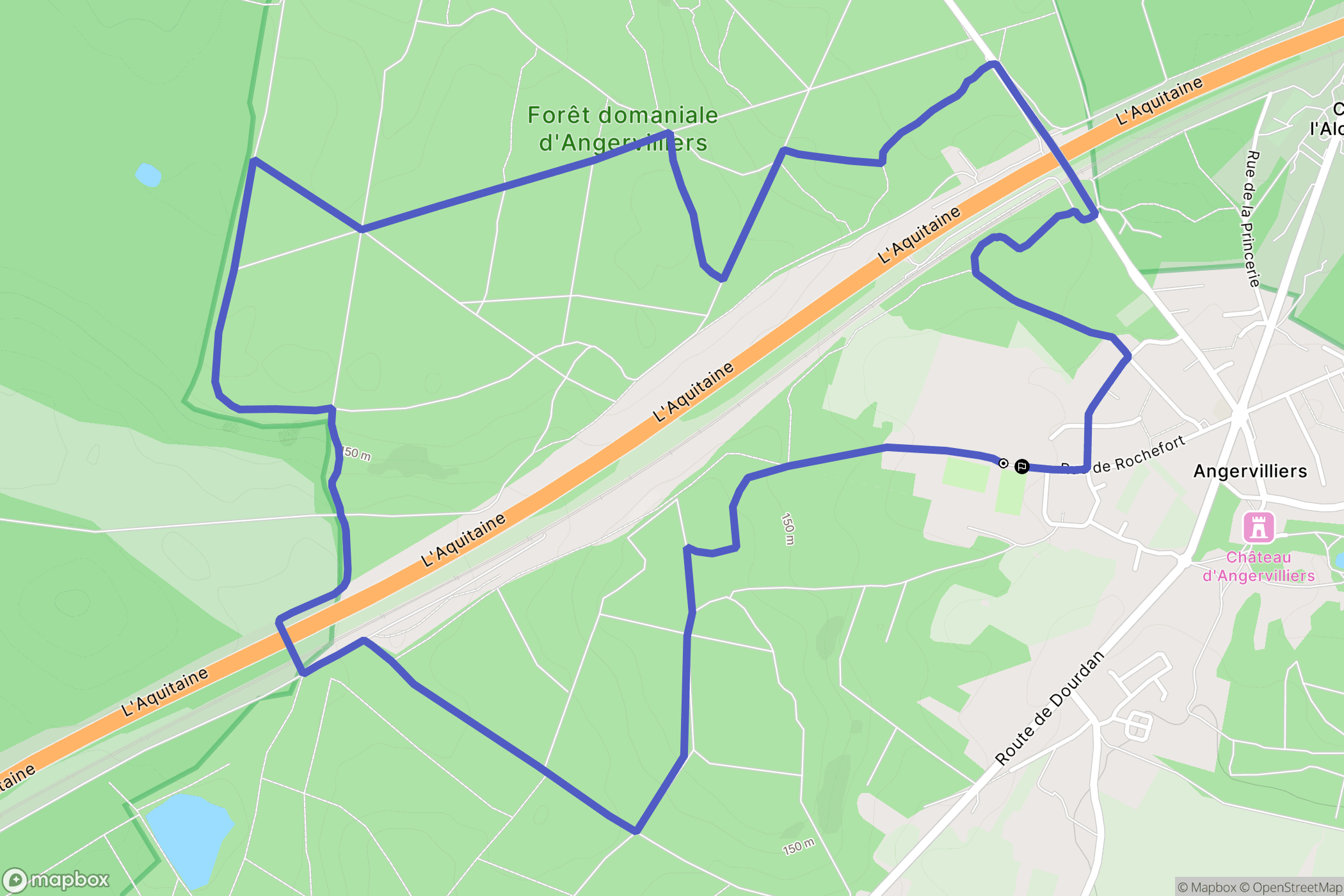 Angervilliers : carte du parcours de randonnée - France
