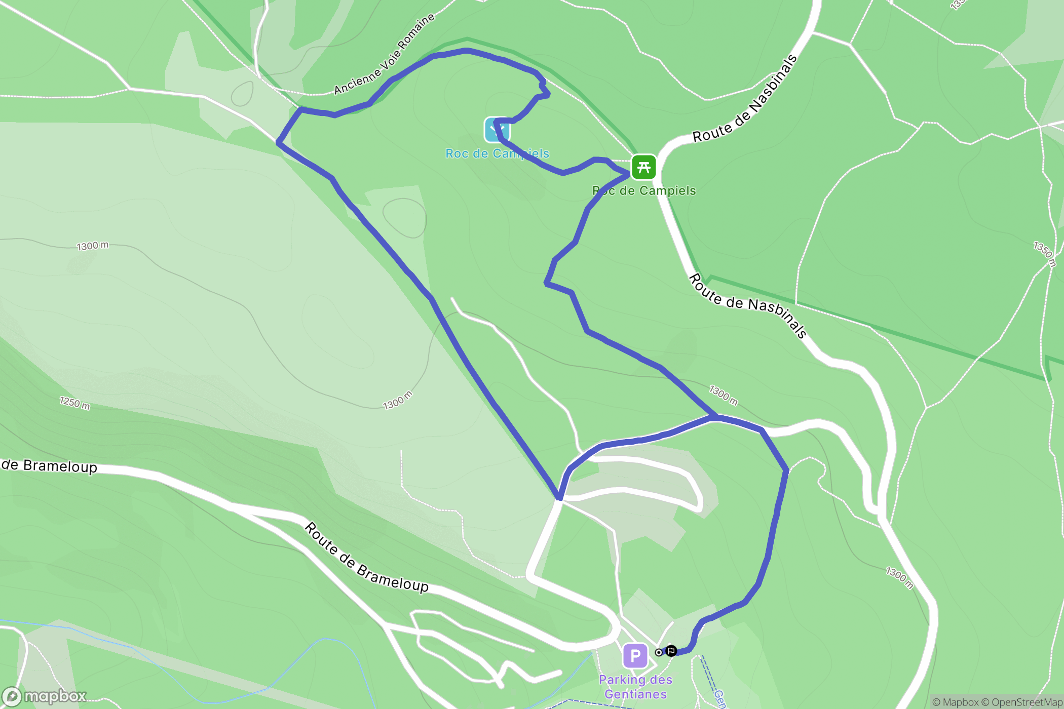 Prades-d'Aubrac : carte du parcours de randonnée - France