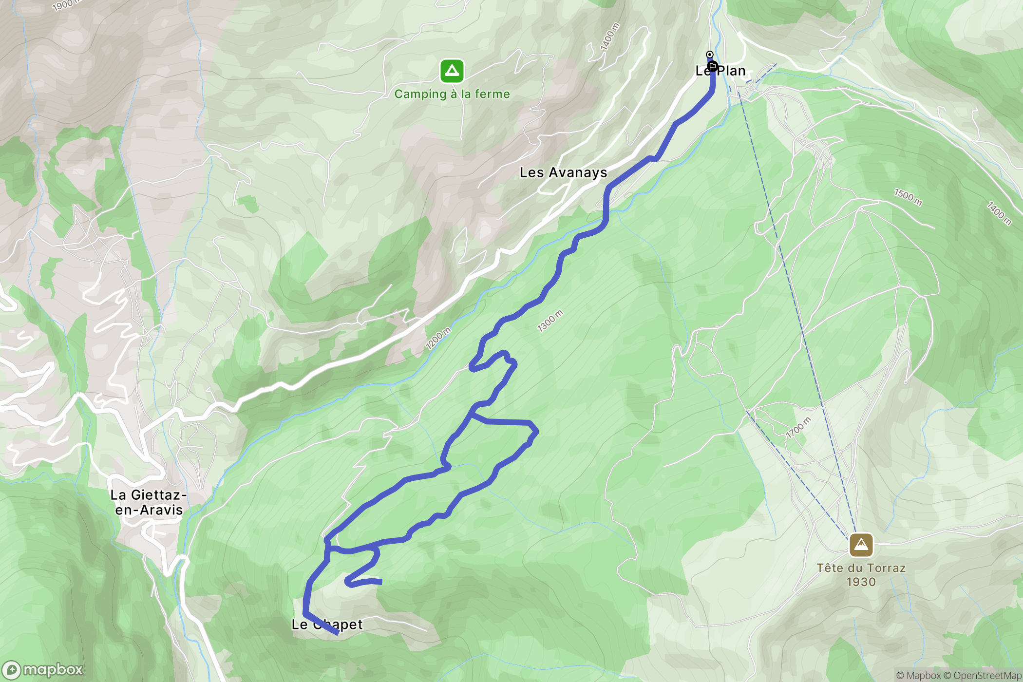 La Giettaz : carte du parcours de randonnée - France