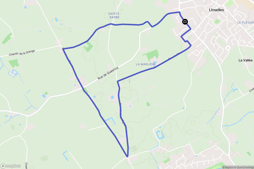Linselles : carte du parcours de randonnée - France