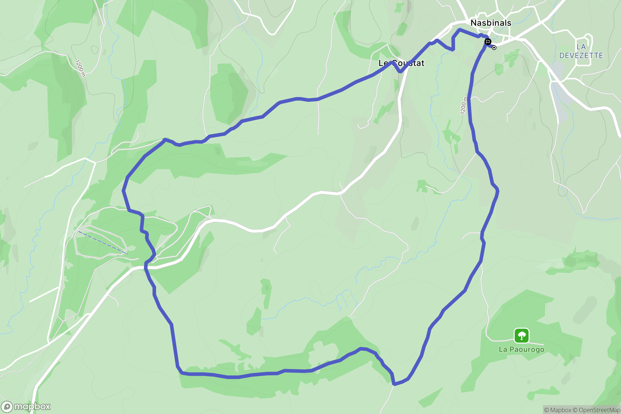 Nasbinals : carte du parcours de randonnée - France