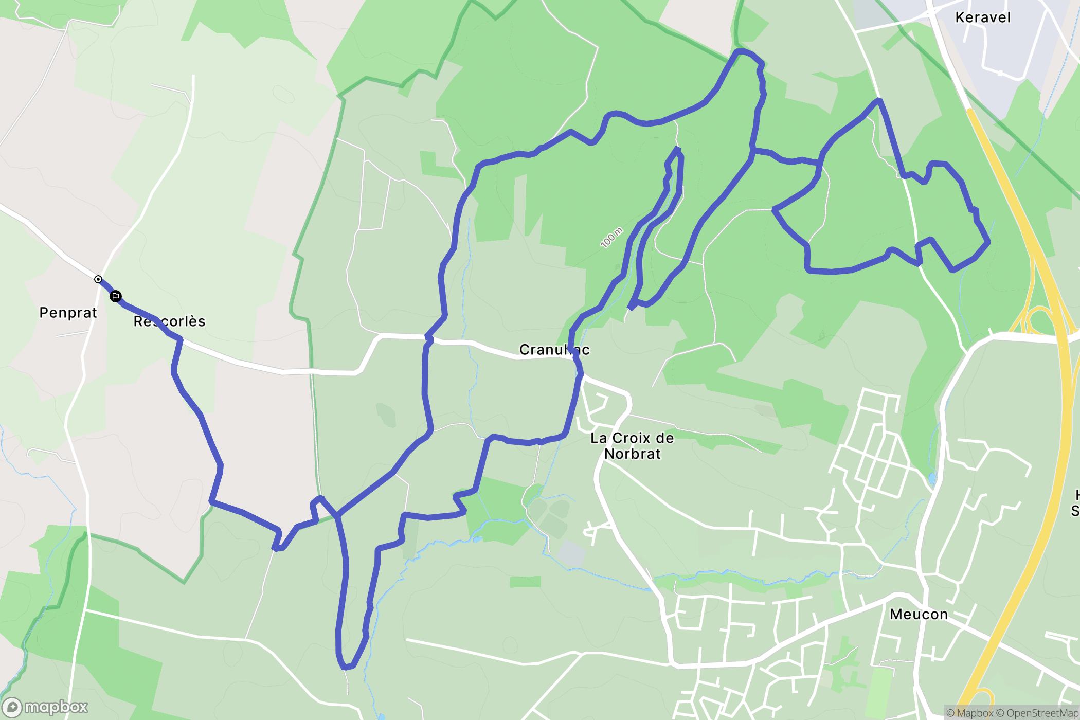Grand-Champ : carte du parcours de randonnée - France