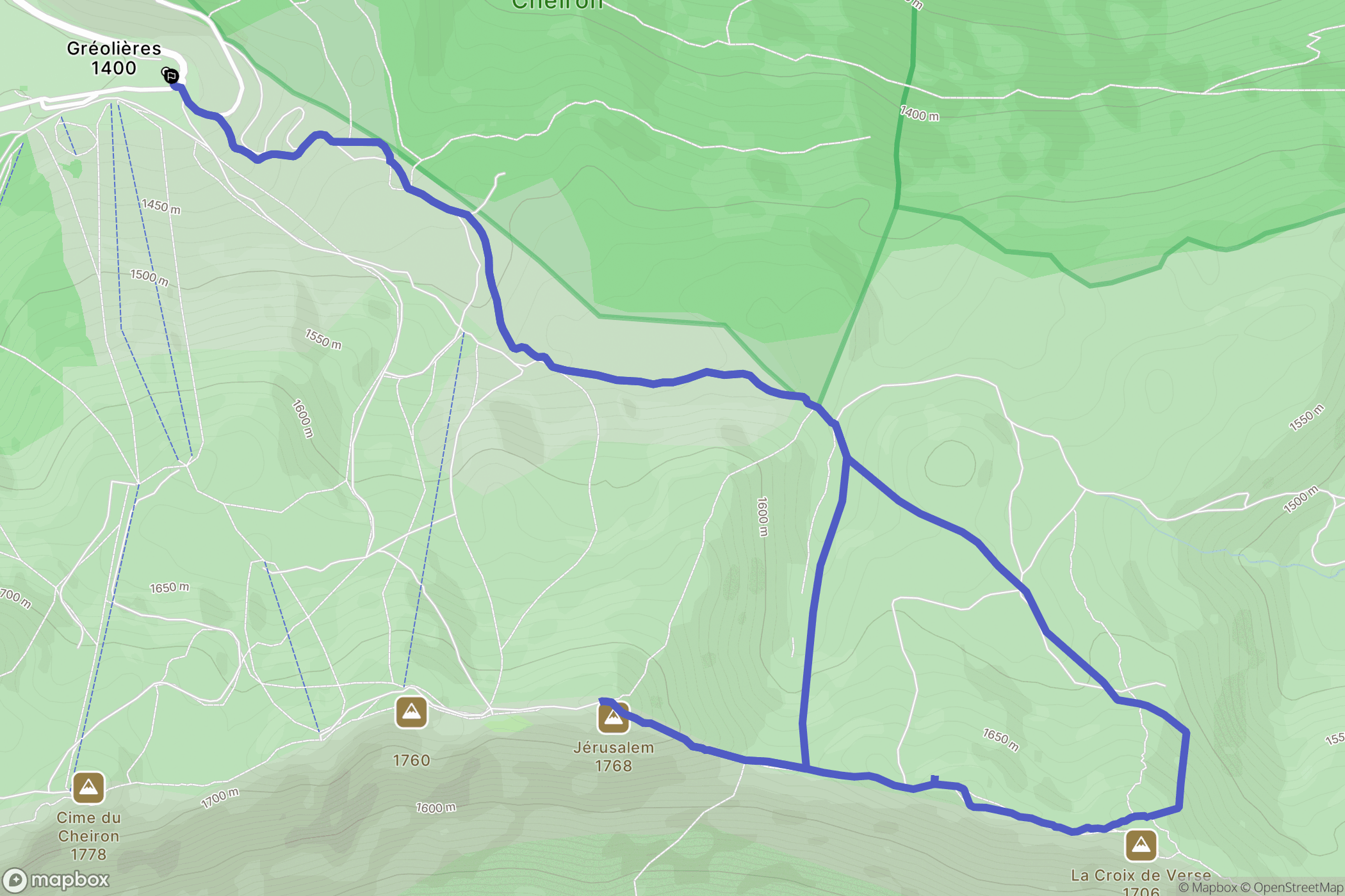 Gréolières : carte du parcours de randonnée - France