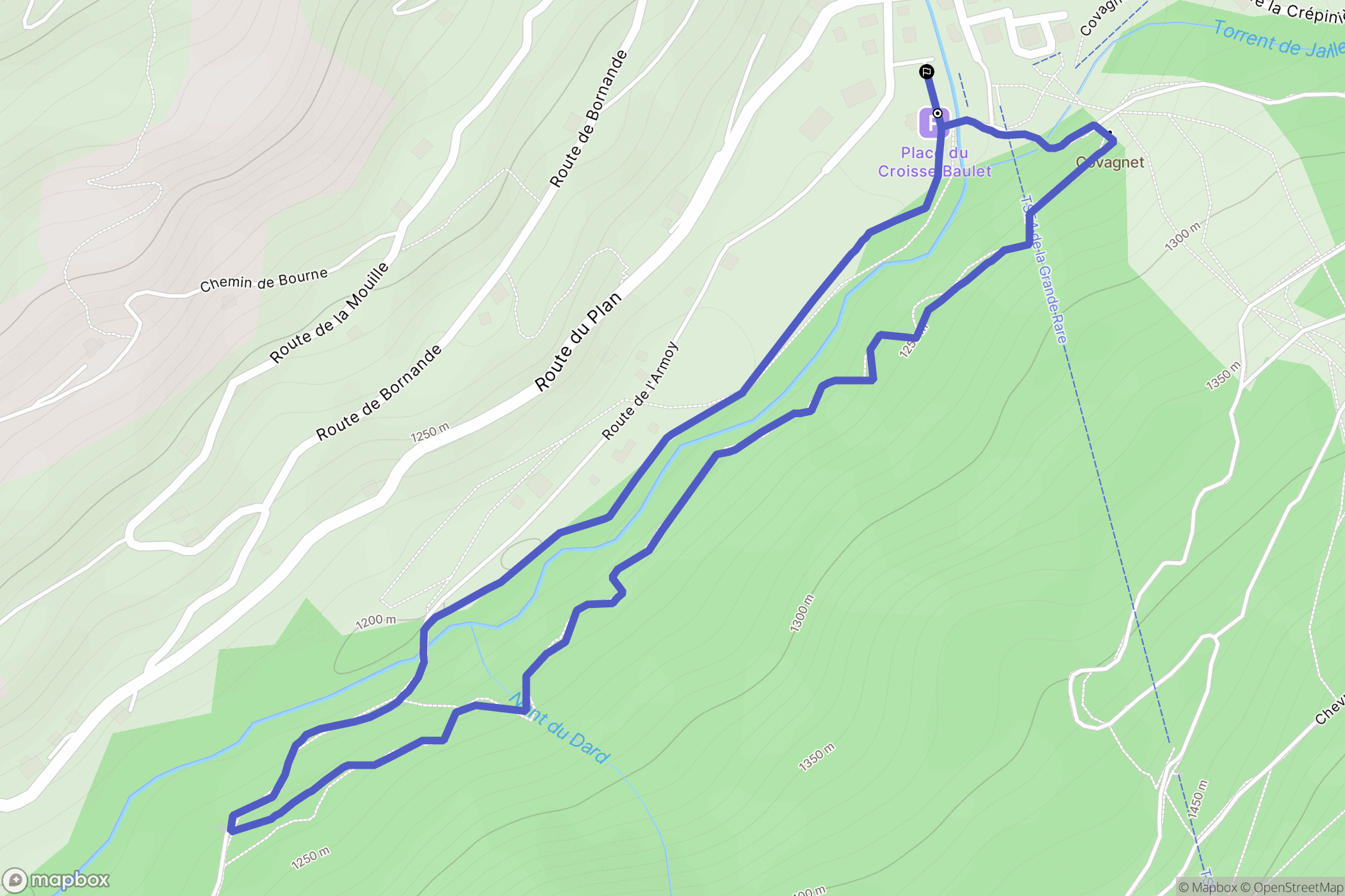 La Giettaz : carte du parcours de randonnée - France
