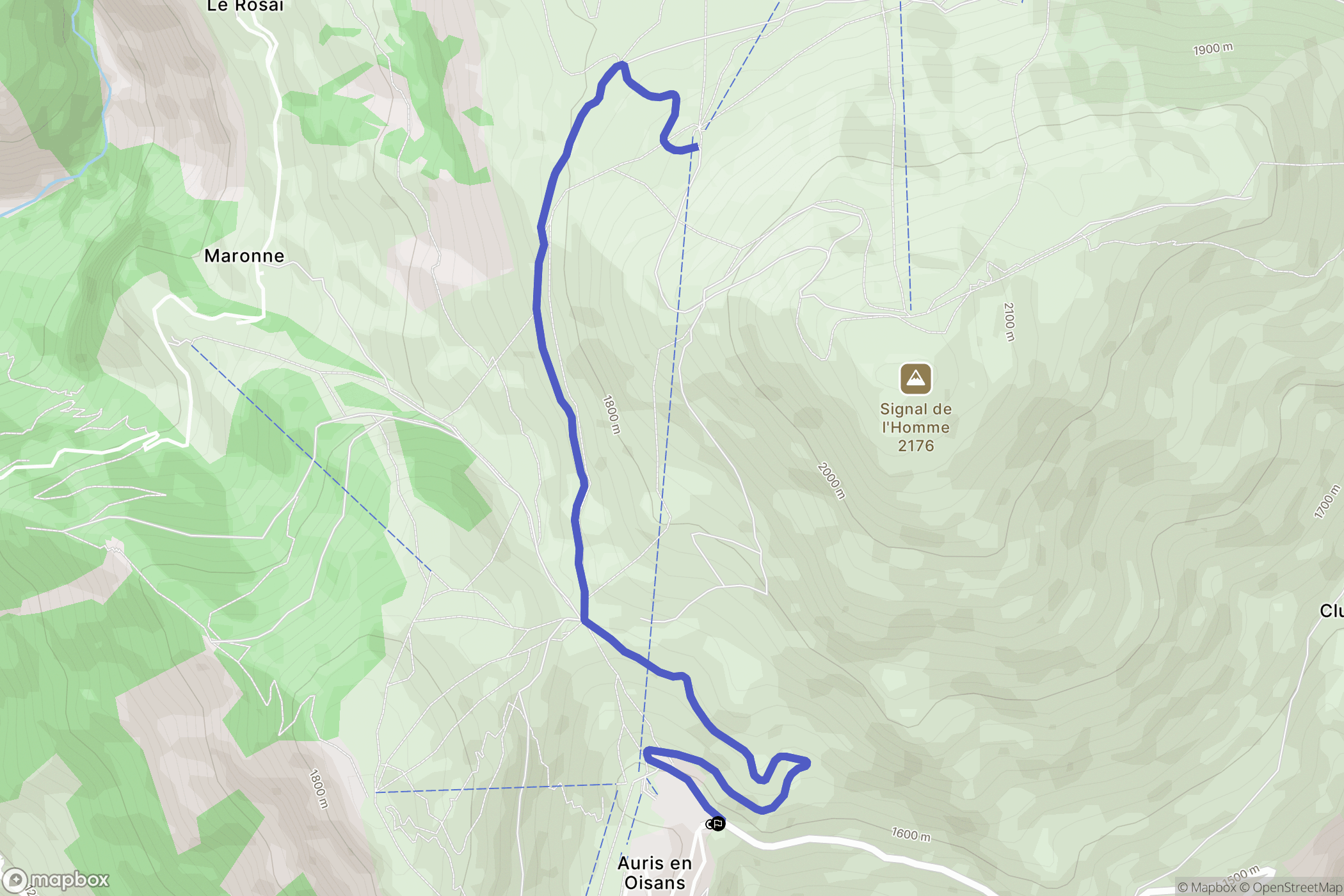 Auris : carte du parcours de randonnée - France
