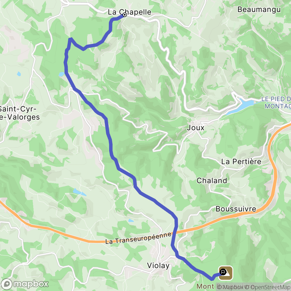 Joux : carte du parcours de randonnée - France
