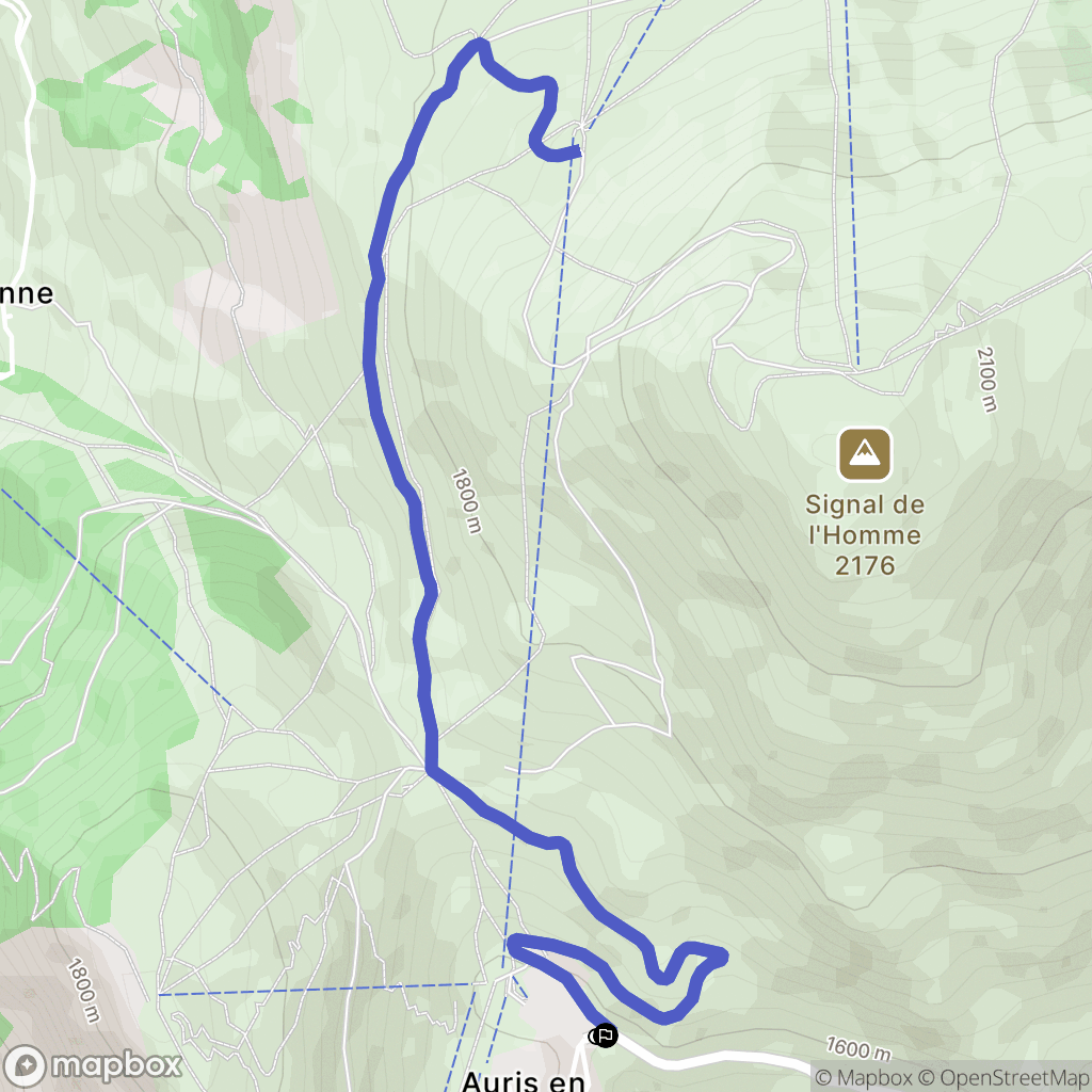 Auris : carte du parcours de randonnée - France