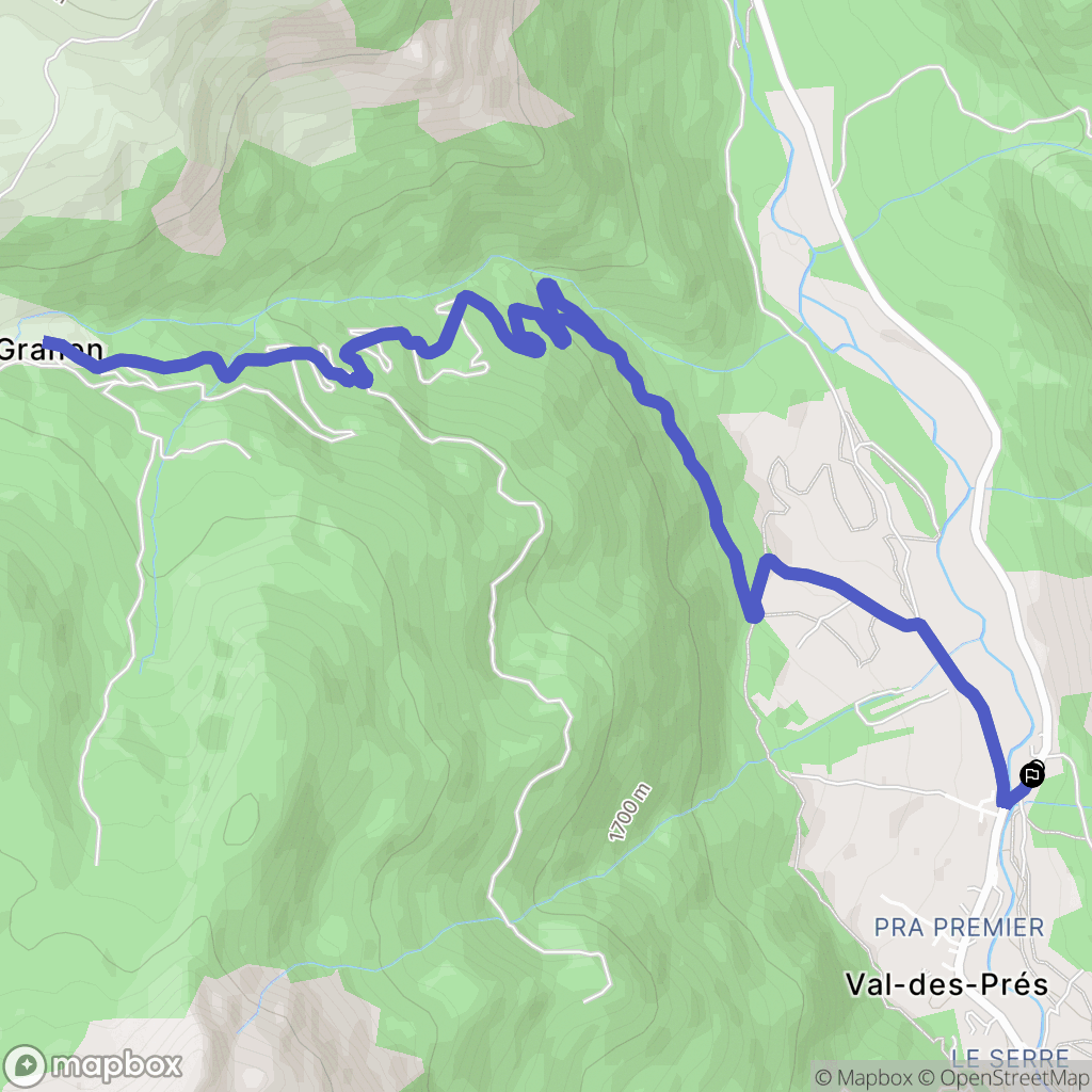 Val-des-Prés : carte du parcours de randonnée - France