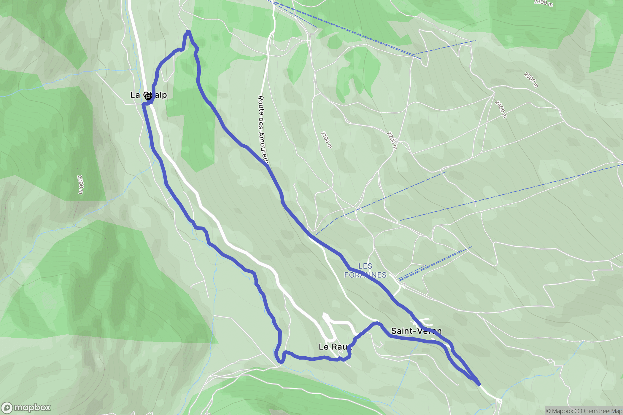 Saint-Véran : carte du parcours de randonnée - France