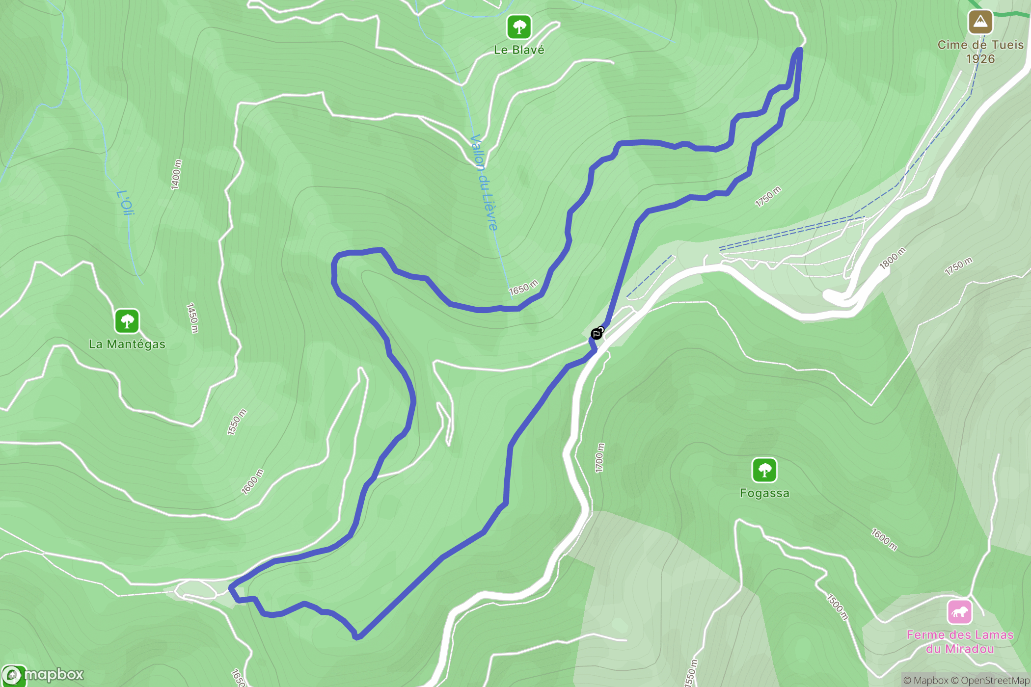La Bollène-Vésubie : carte du parcours de randonnée - France