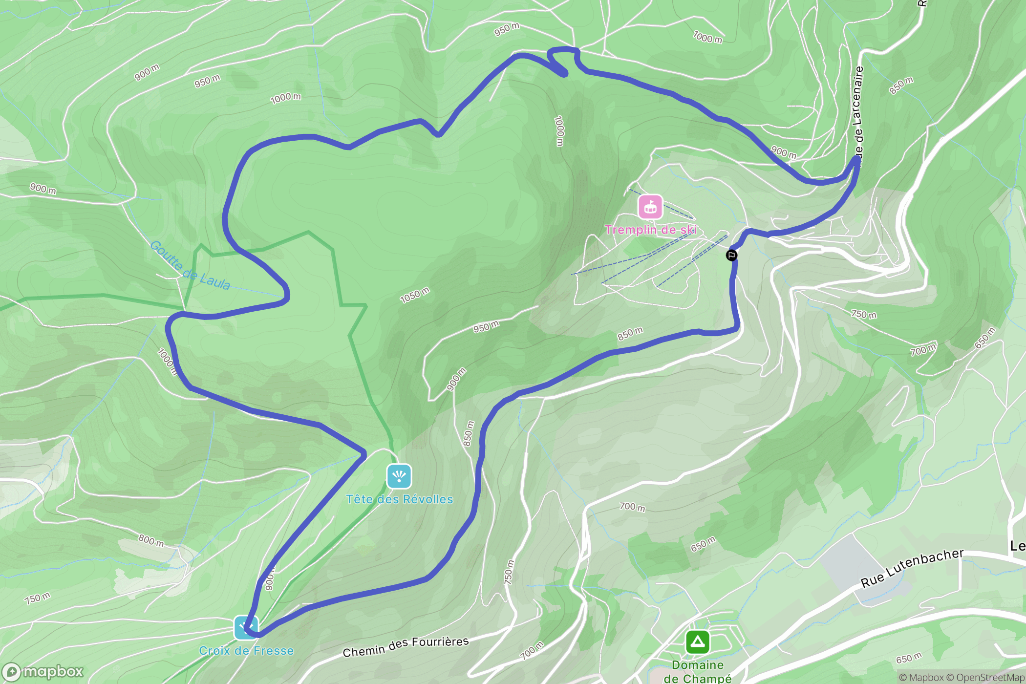 Bussang : carte du parcours de randonnée - France