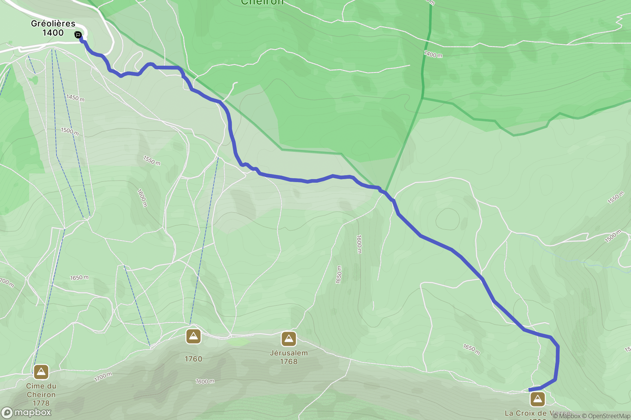 Gréolières : carte du parcours de randonnée - France