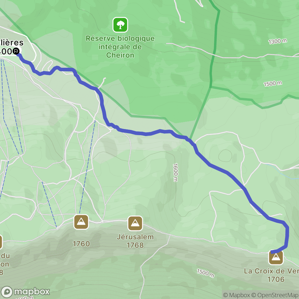 Gréolières : carte du parcours de randonnée - France